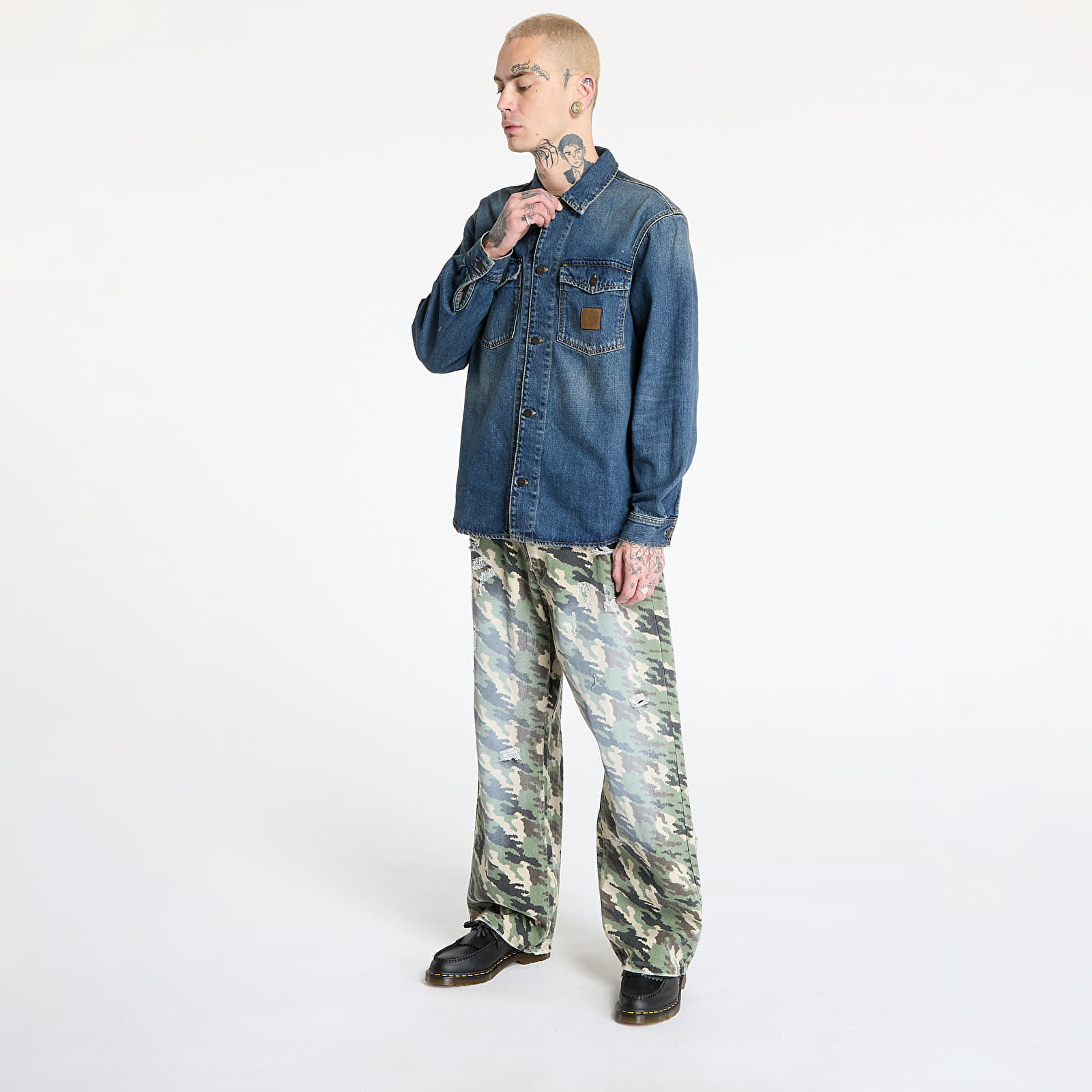 Üleriided Carhartt WIP Lincoln Shirt Jacket UNISEX Blue Worn Used Wash