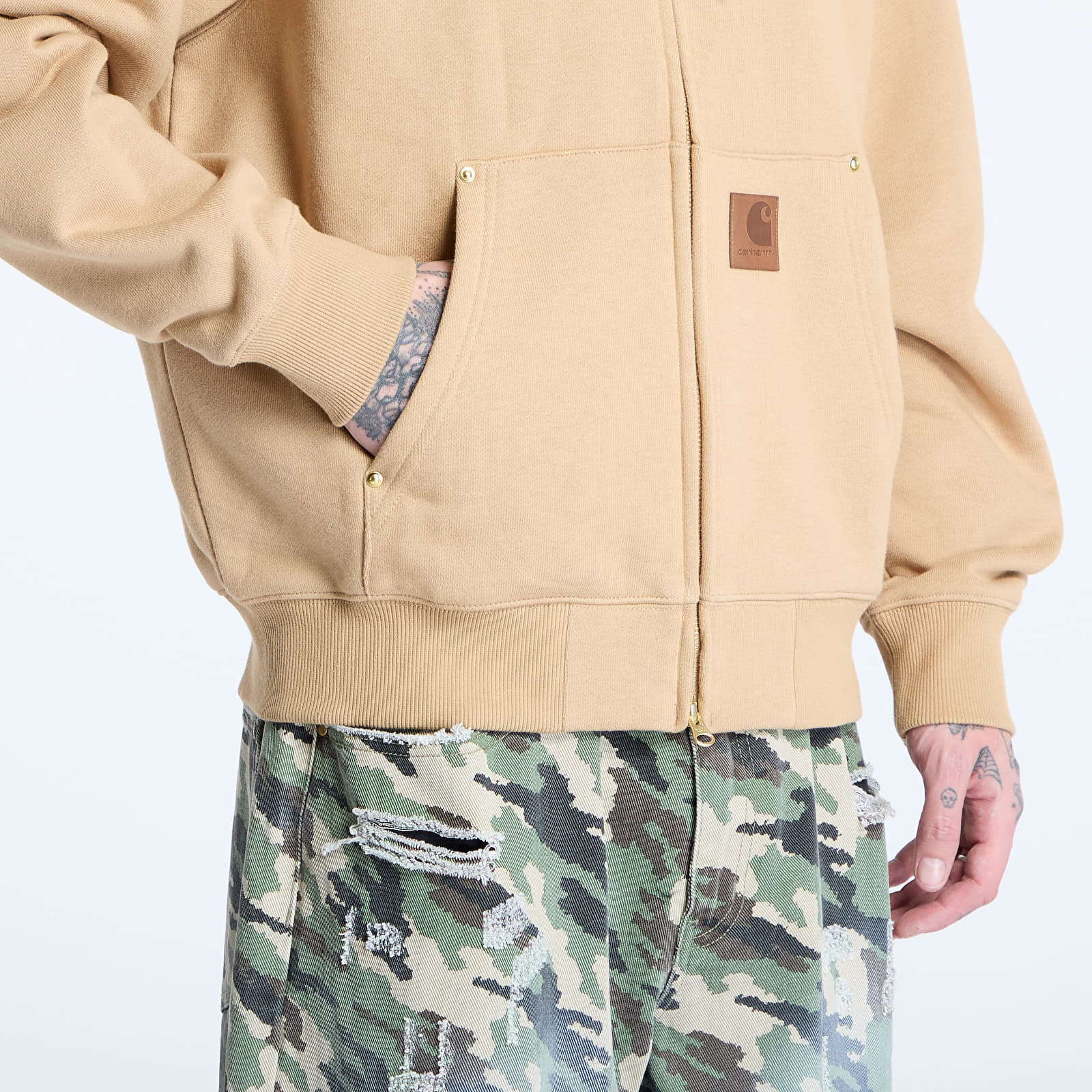Férfi pulóverek Carhartt WIP Hooded Eldon Sweat Jacket UNISEX Dusty H Brown