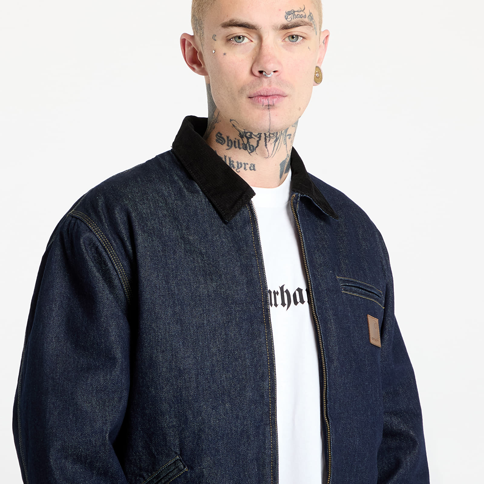 Pánské bundy Carhartt WIP OG Detroit Jacket UNISEX Blue/ Black Rinsed