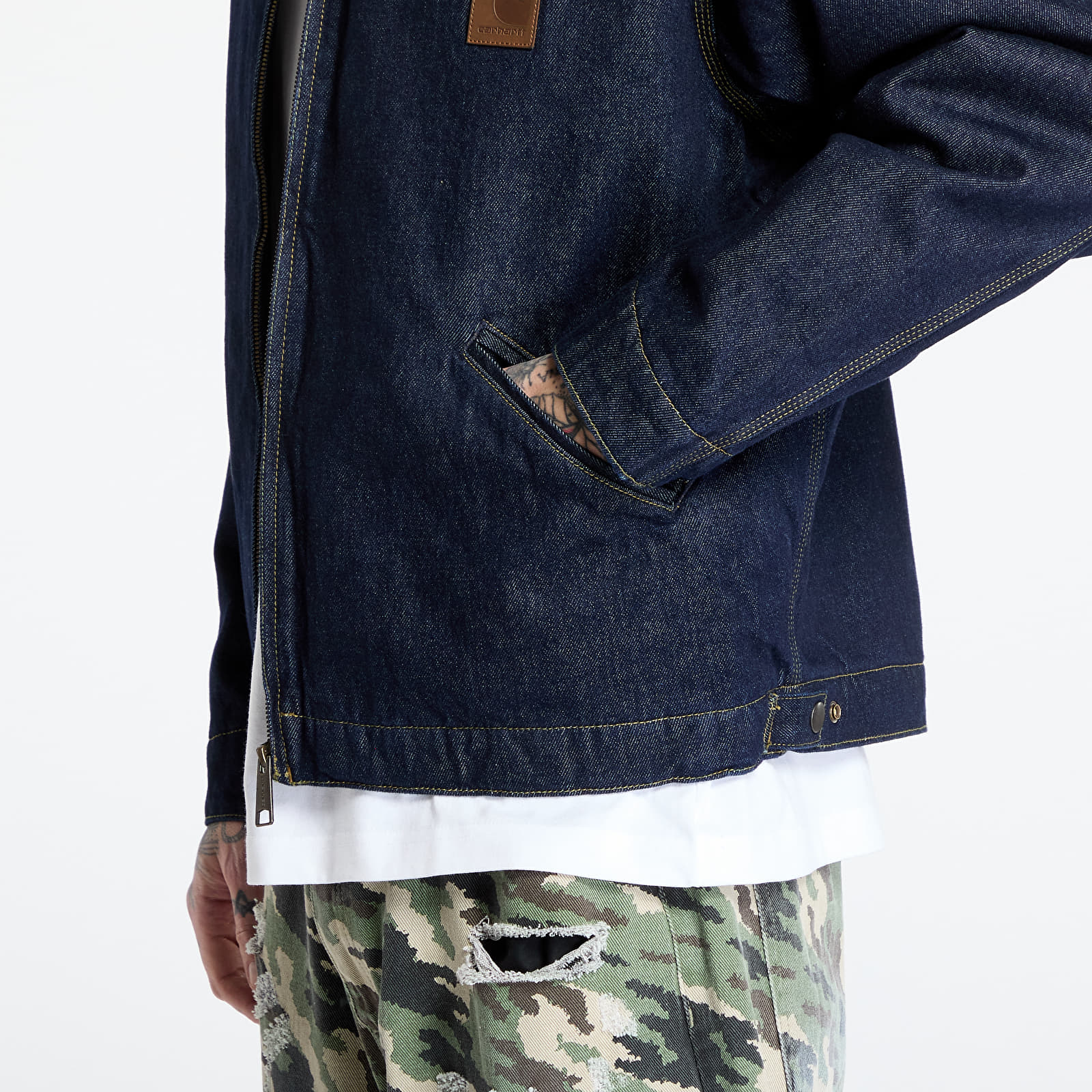 Pánské bundy Carhartt WIP OG Detroit Jacket UNISEX Blue/ Black Rinsed