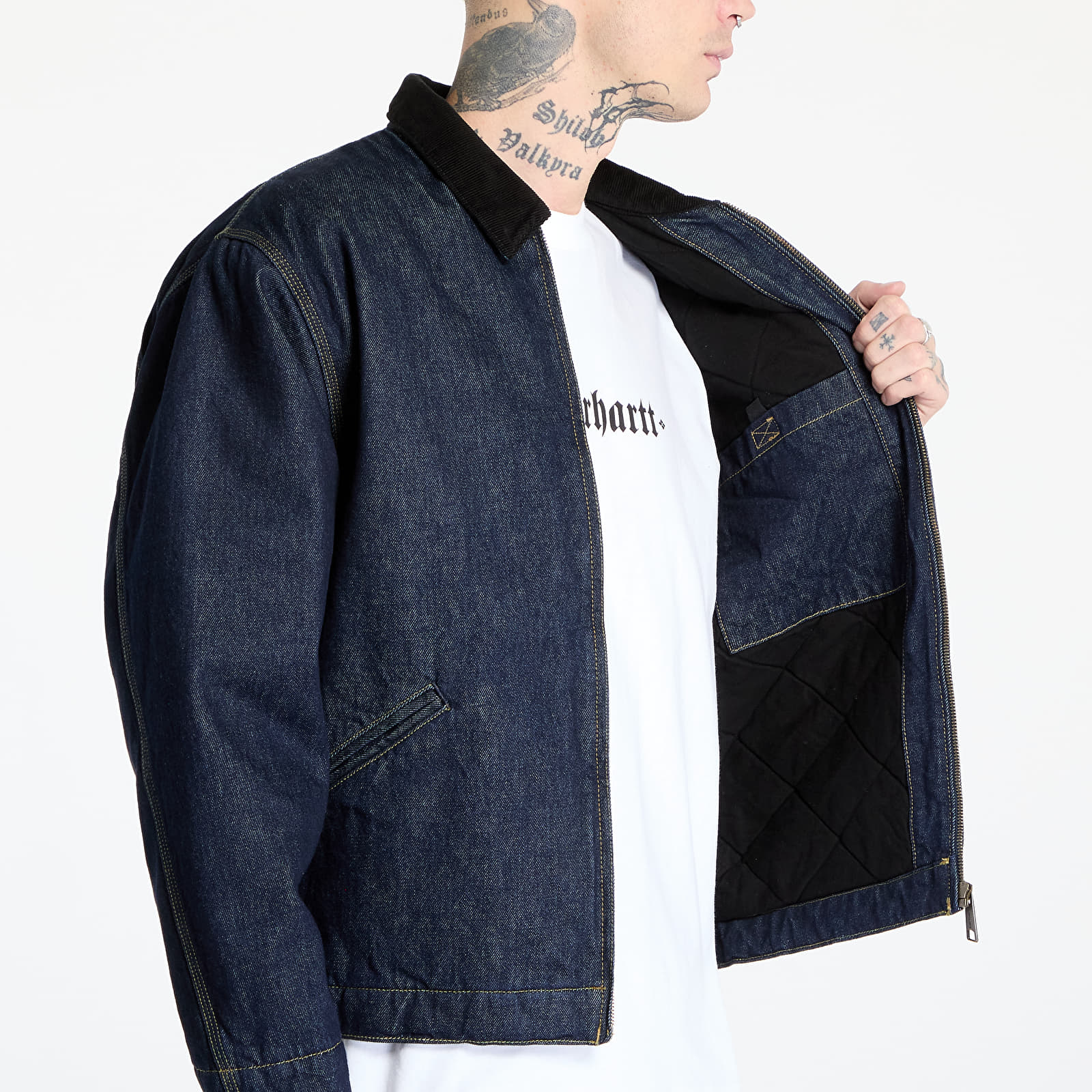 Pánské bundy Carhartt WIP OG Detroit Jacket UNISEX Blue/ Black Rinsed