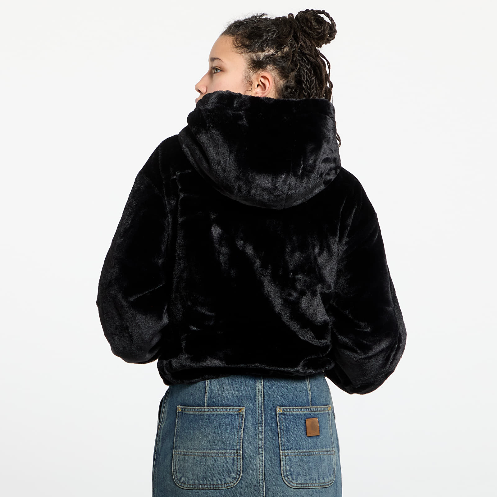 Jacken Karl Kani Metal Signature Vegan Fur Zip Hoodie Jacket Black