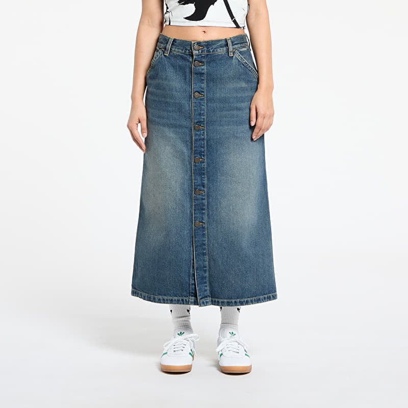 Svārki Carhartt WIP W' Marvin Skirt Blue Worn Used Wash