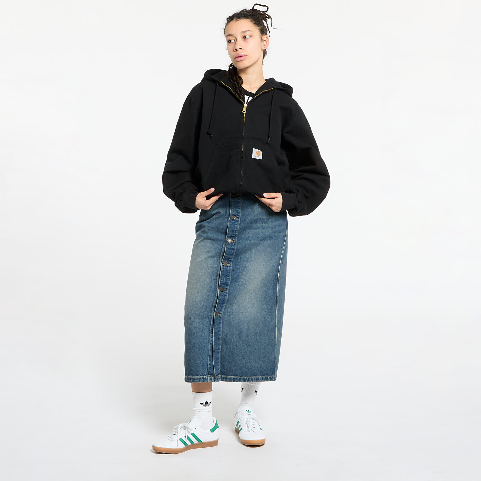 Pánské bundy Carhartt WIP OG Active Jacket UNISEX Black Rinsed