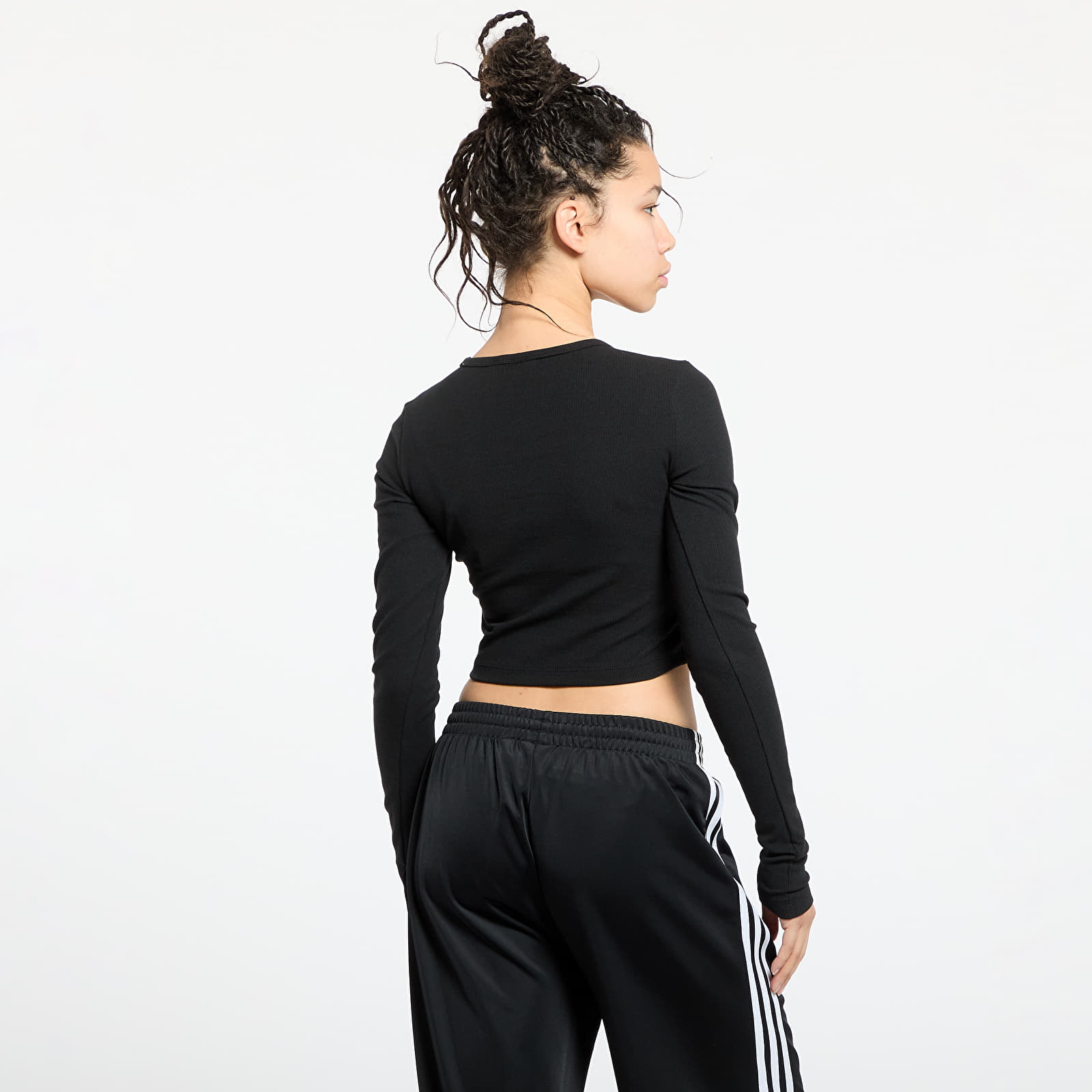 Camisetas de mujer adidas Essentials Rib Cro-Packed Longsleeve Tee Black