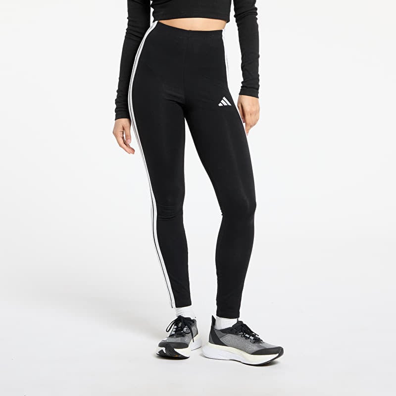 Legíny adidas Essentials 3-Stripes Cotton Leggings Black/ White