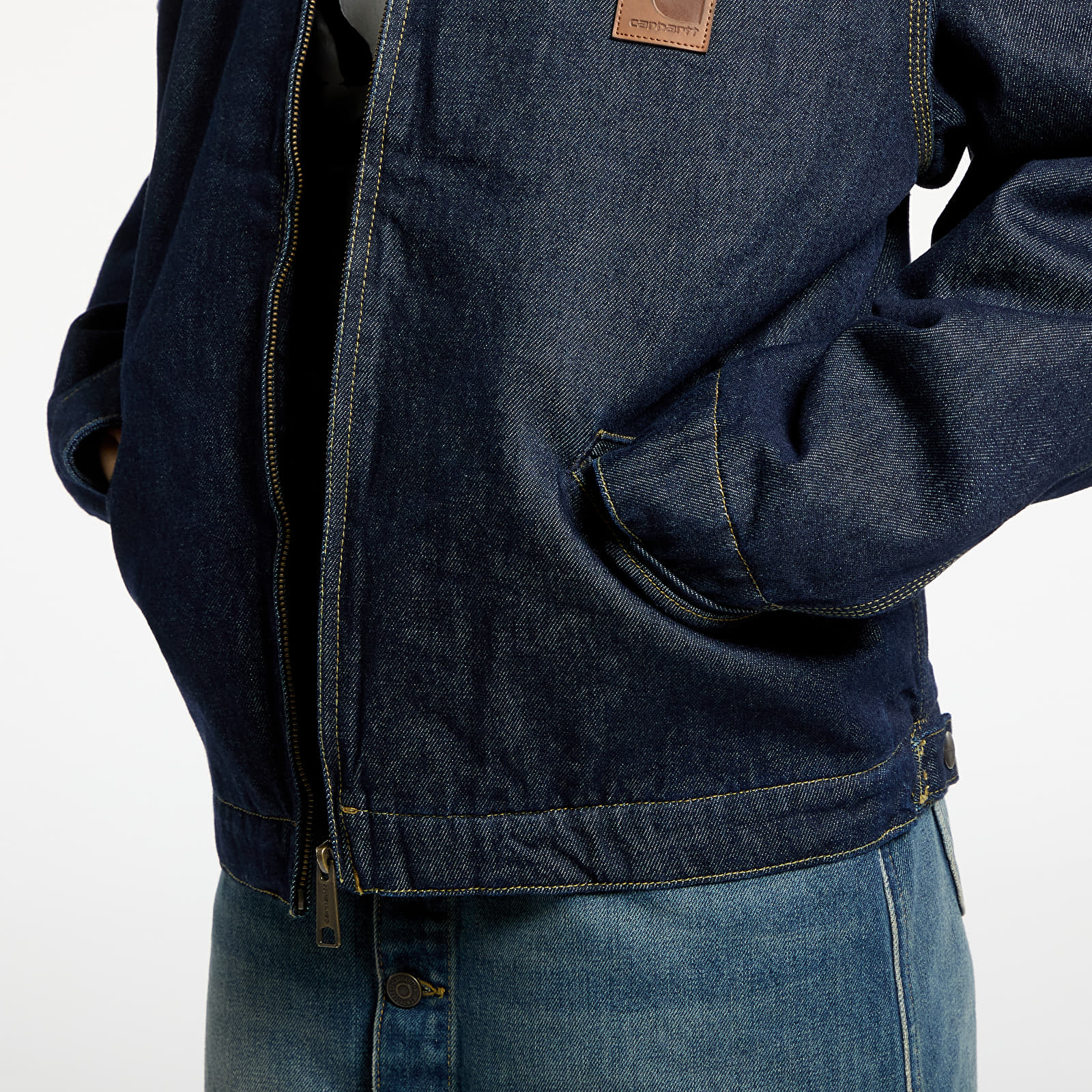 Pánské bundy Carhartt WIP OG Detroit Jacket UNISEX Blue/ Black Rinsed