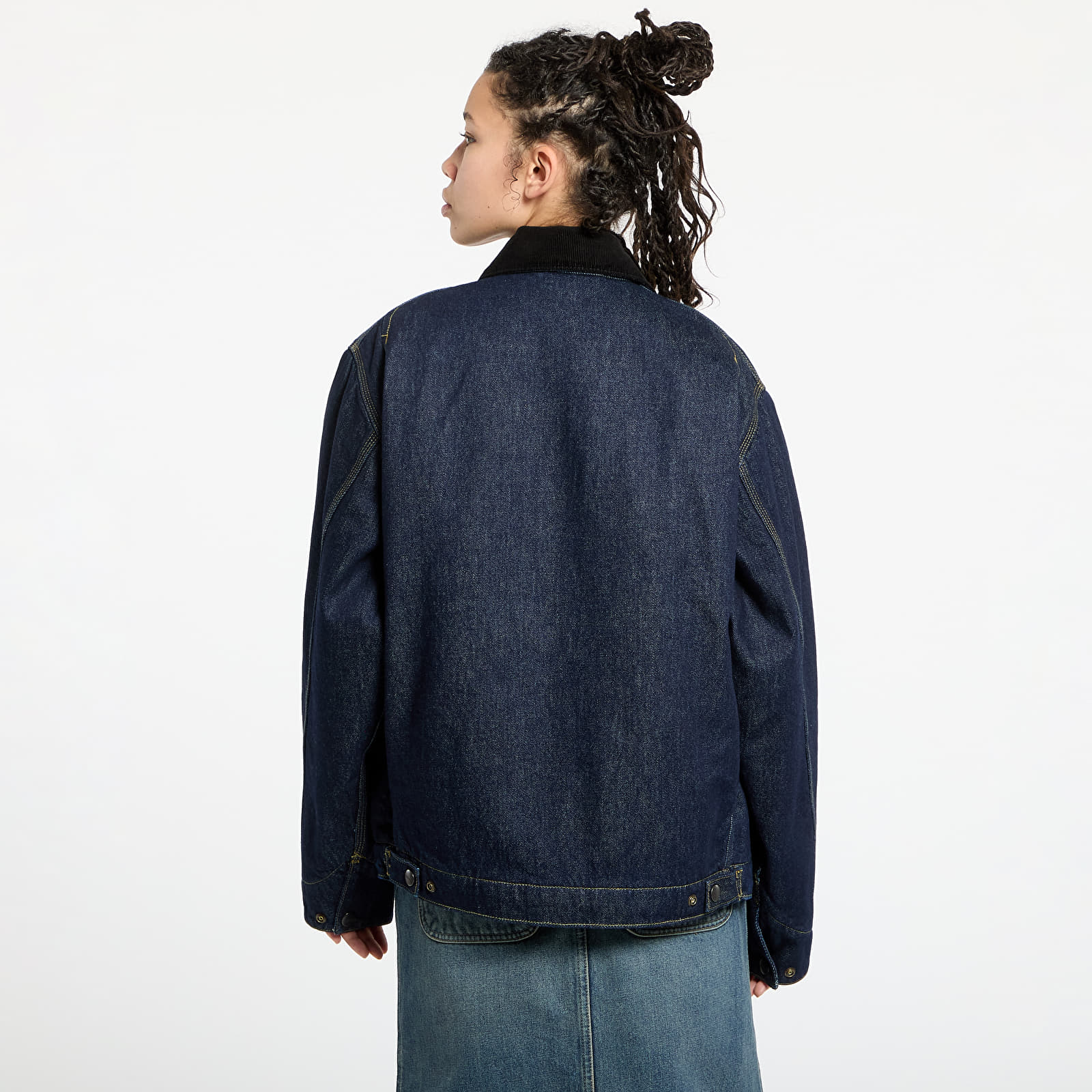 Pánské bundy Carhartt WIP OG Detroit Jacket UNISEX Blue/ Black Rinsed