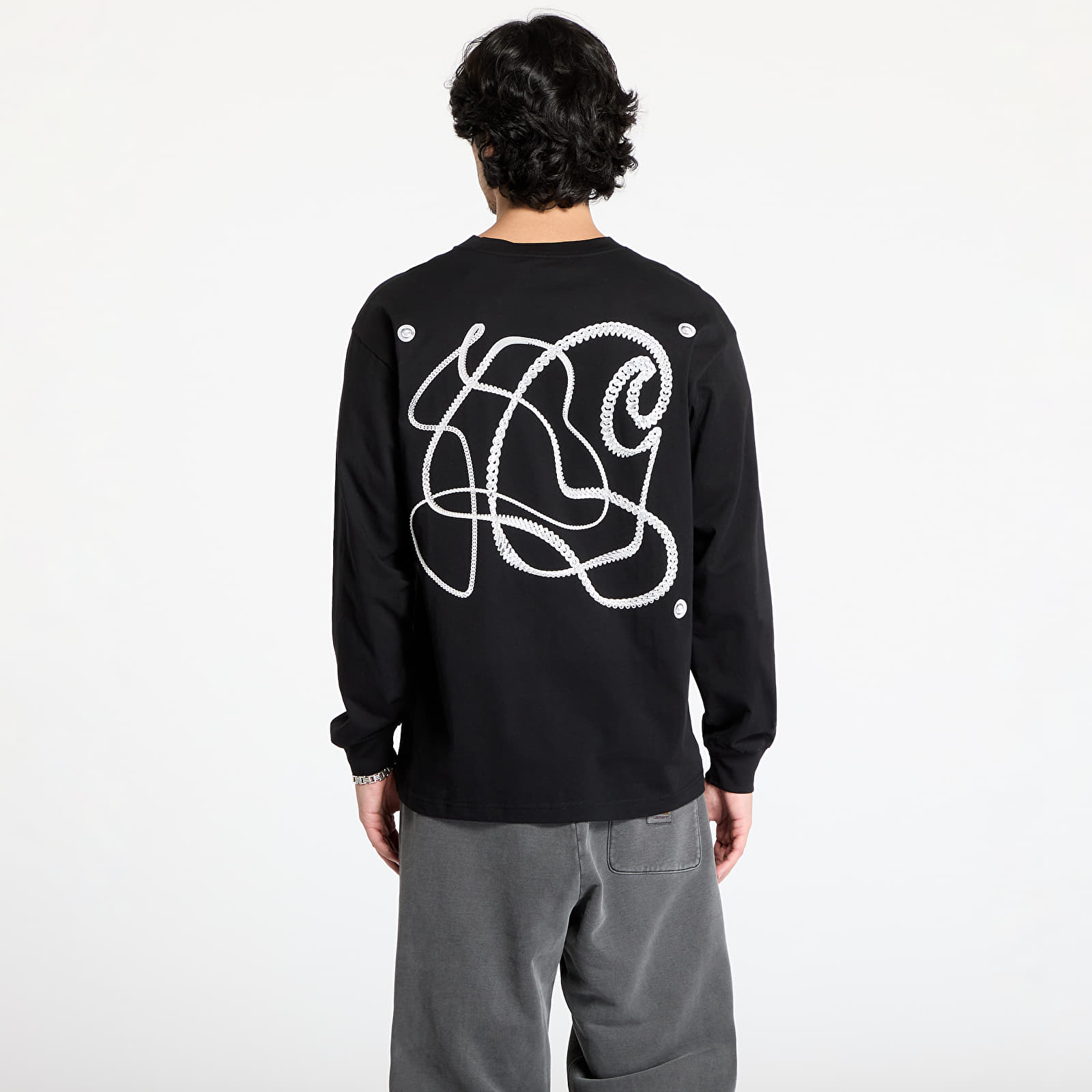 Moške majice Carhartt WIP L/S Chain Link T-Shirt UNISEX Black/ Silver