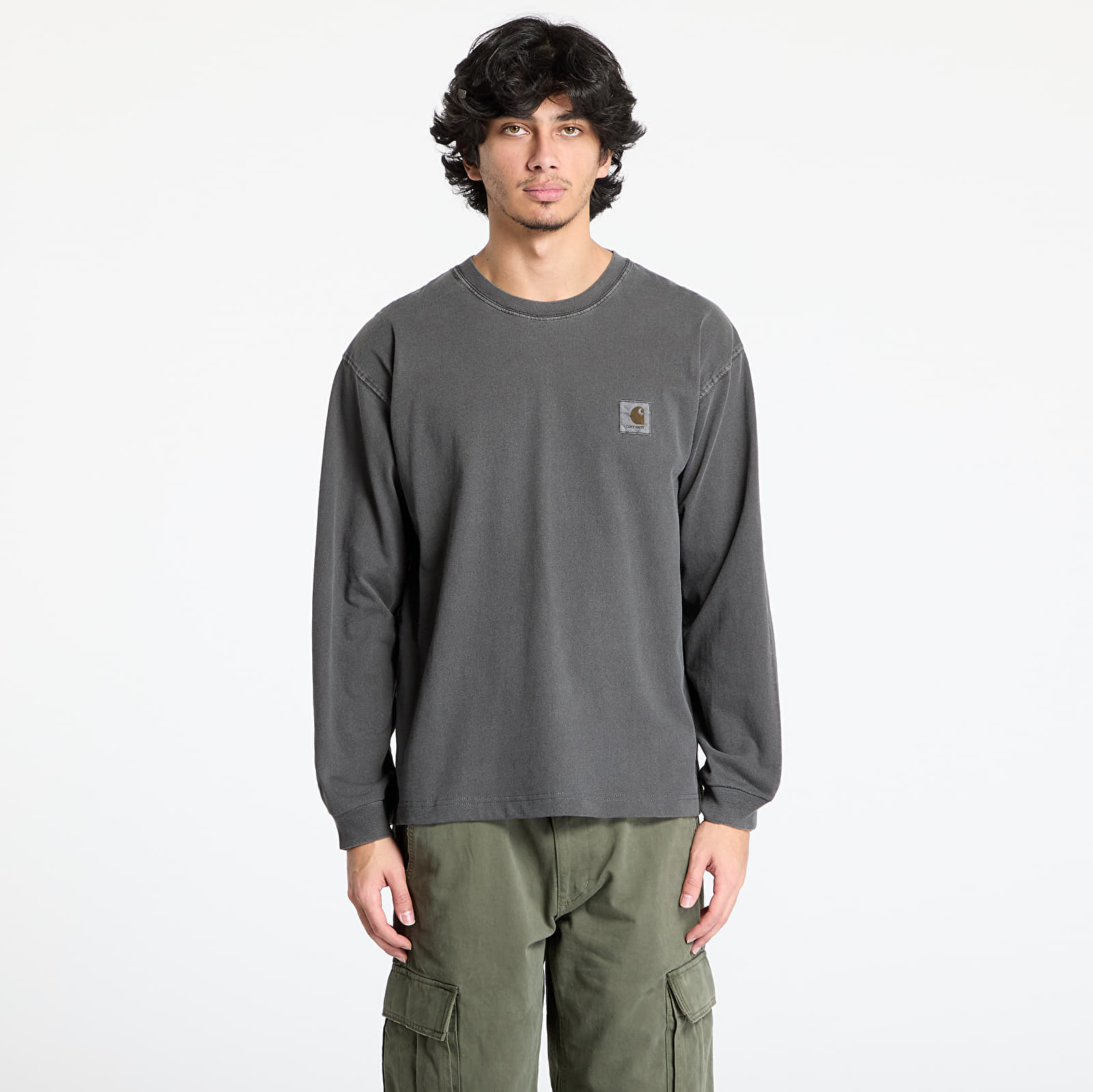 T-Shirts Carhartt WIP L/S Vista T-Shirt UNISEX Graphite Garment Dyed