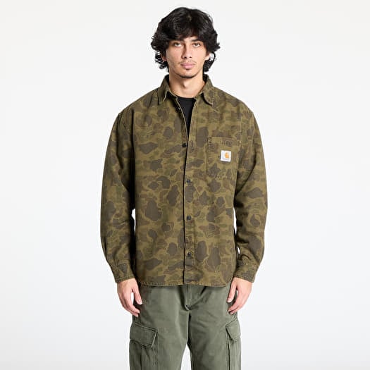 Carhartt WIP Long Sleeve Duck Shirt UNISEX Camo Duck/ Green/ Office Green Garment Dyed