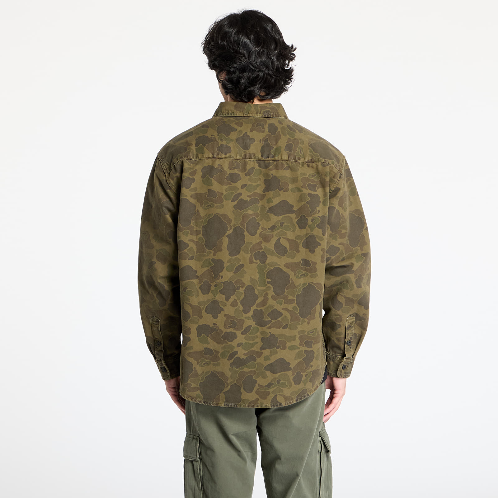 Camisas para hombre Carhartt WIP Long Sleeve Duck Shirt UNISEX Camo Duck/ Green/ Office Green Garment Dyed