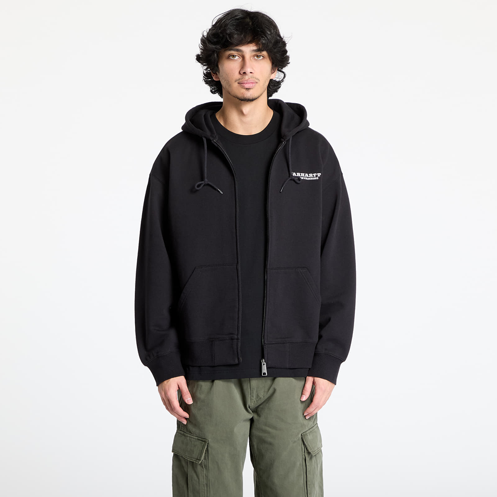 Kabát Carhartt WIP Hooded Runaway Sweat Jacket UNISEX Black/ Wax Stone Washed M akciós termékkép 1