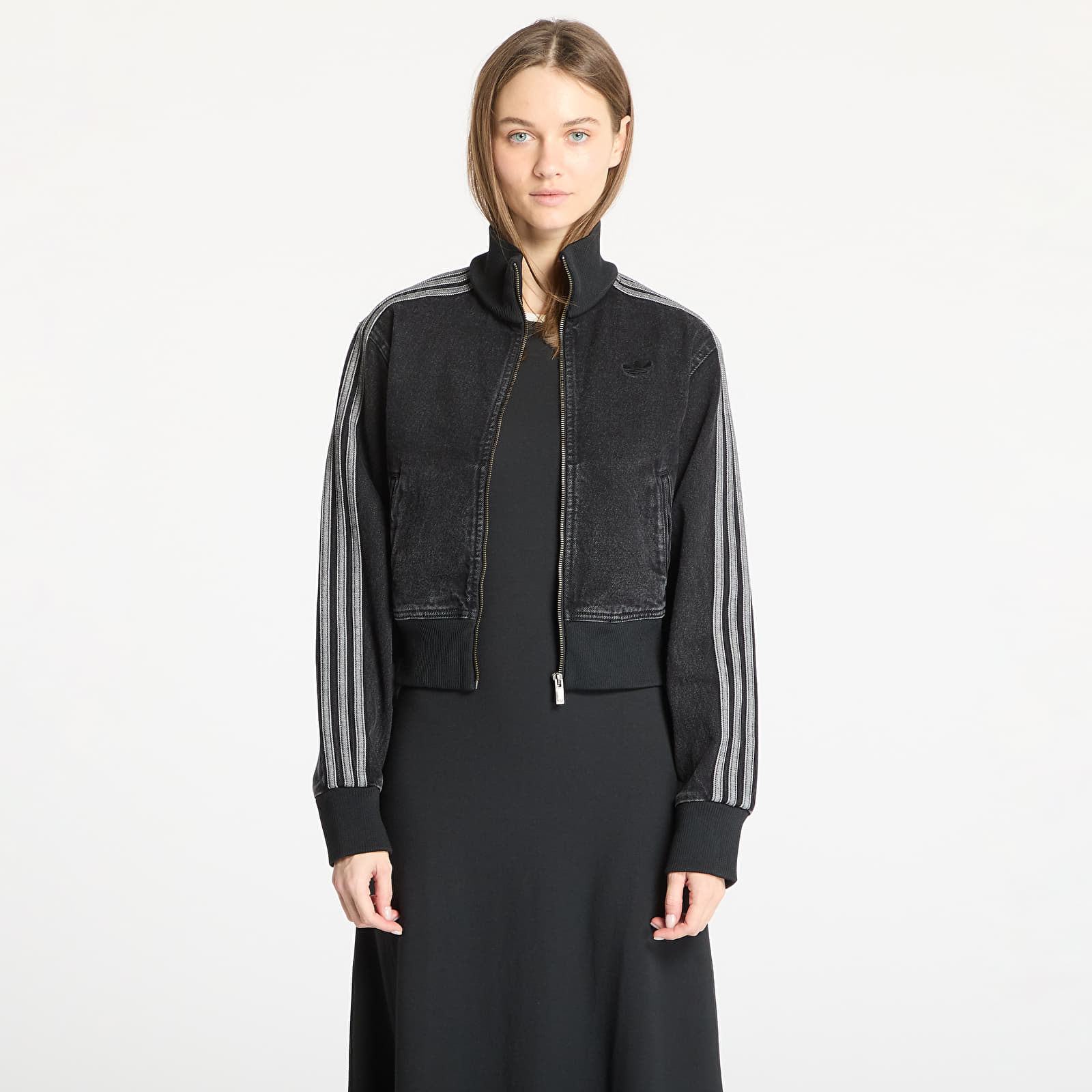 Jacken für Frauen adidas Adicolor Denim Track Top Black/ True Black Denim