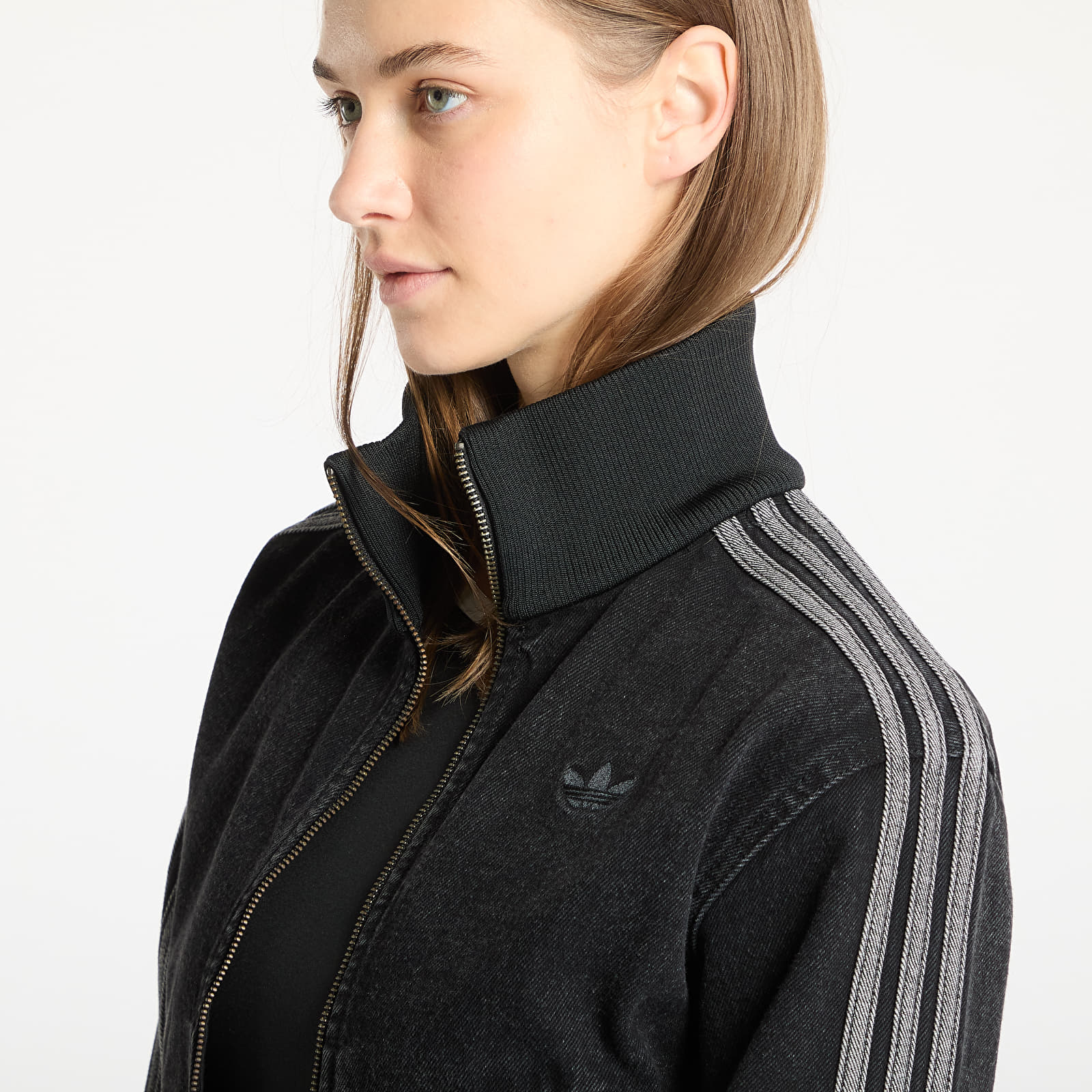 Jacken für Frauen adidas Adicolor Denim Track Top Black/ True Black Denim