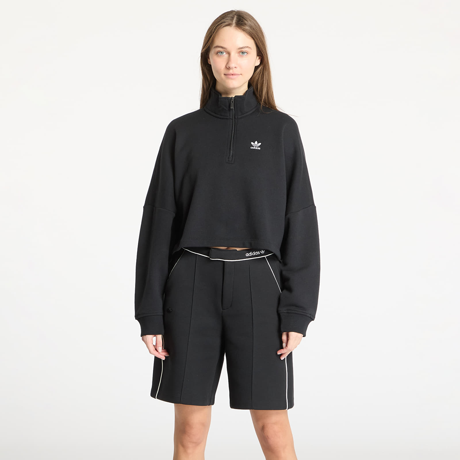 Women's Sweatshirts adidas Essentials French Terry Half Zip Sweatshirt Black