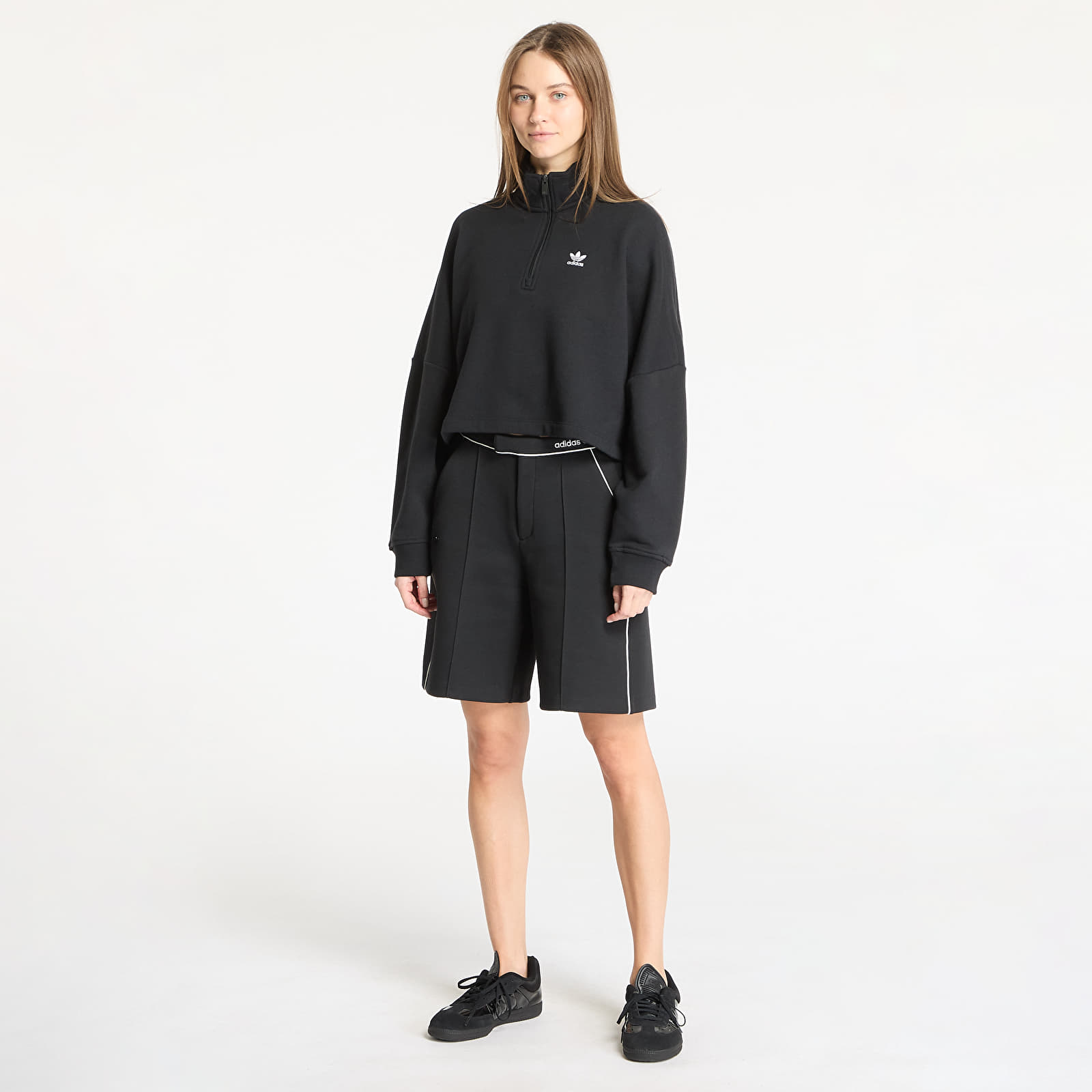 Women's Sweatshirts adidas Essentials French Terry Half Zip Sweatshirt Black