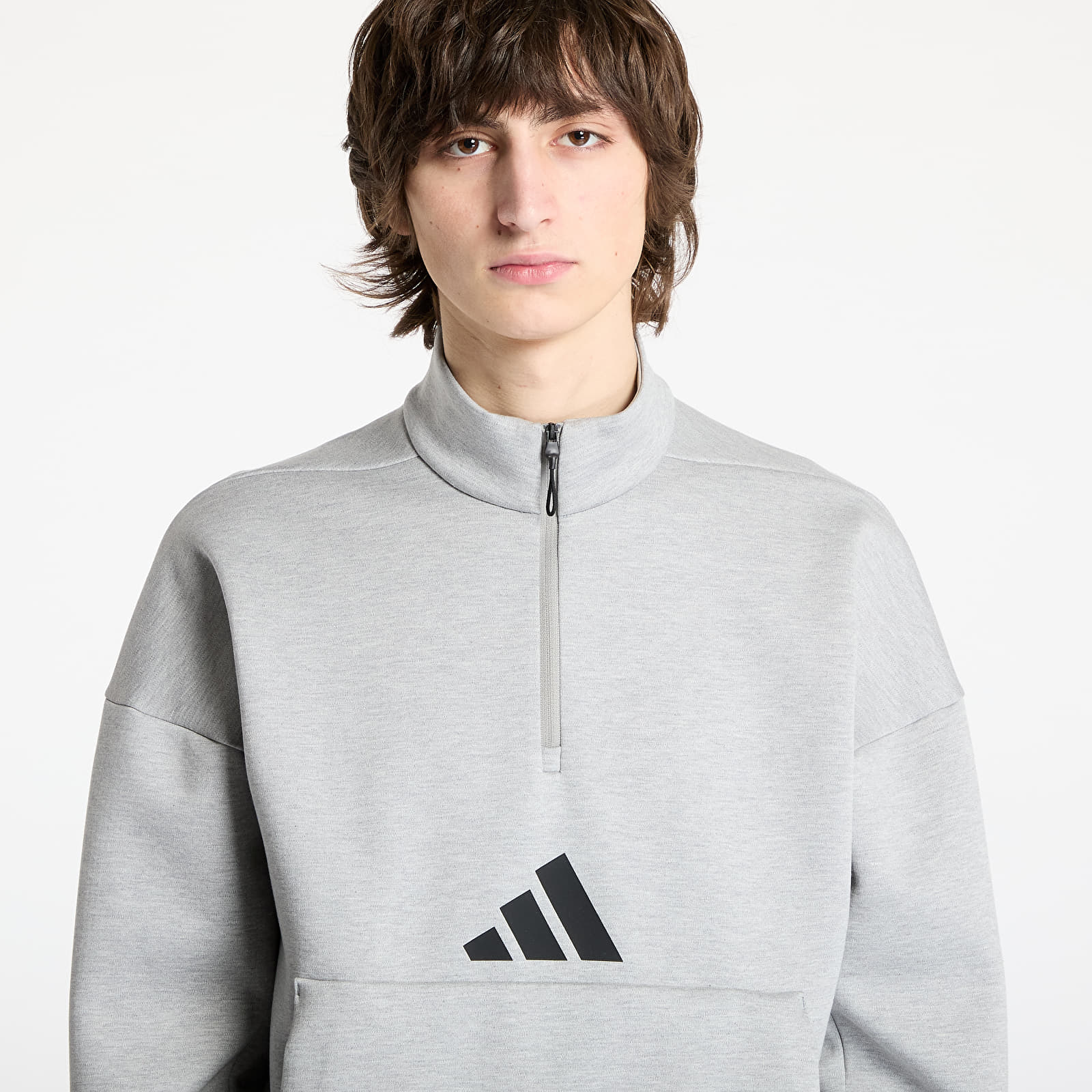 Moške majice adidas Z.N.E. Half Zip Hoodie Grey/ Medium Grey Heather