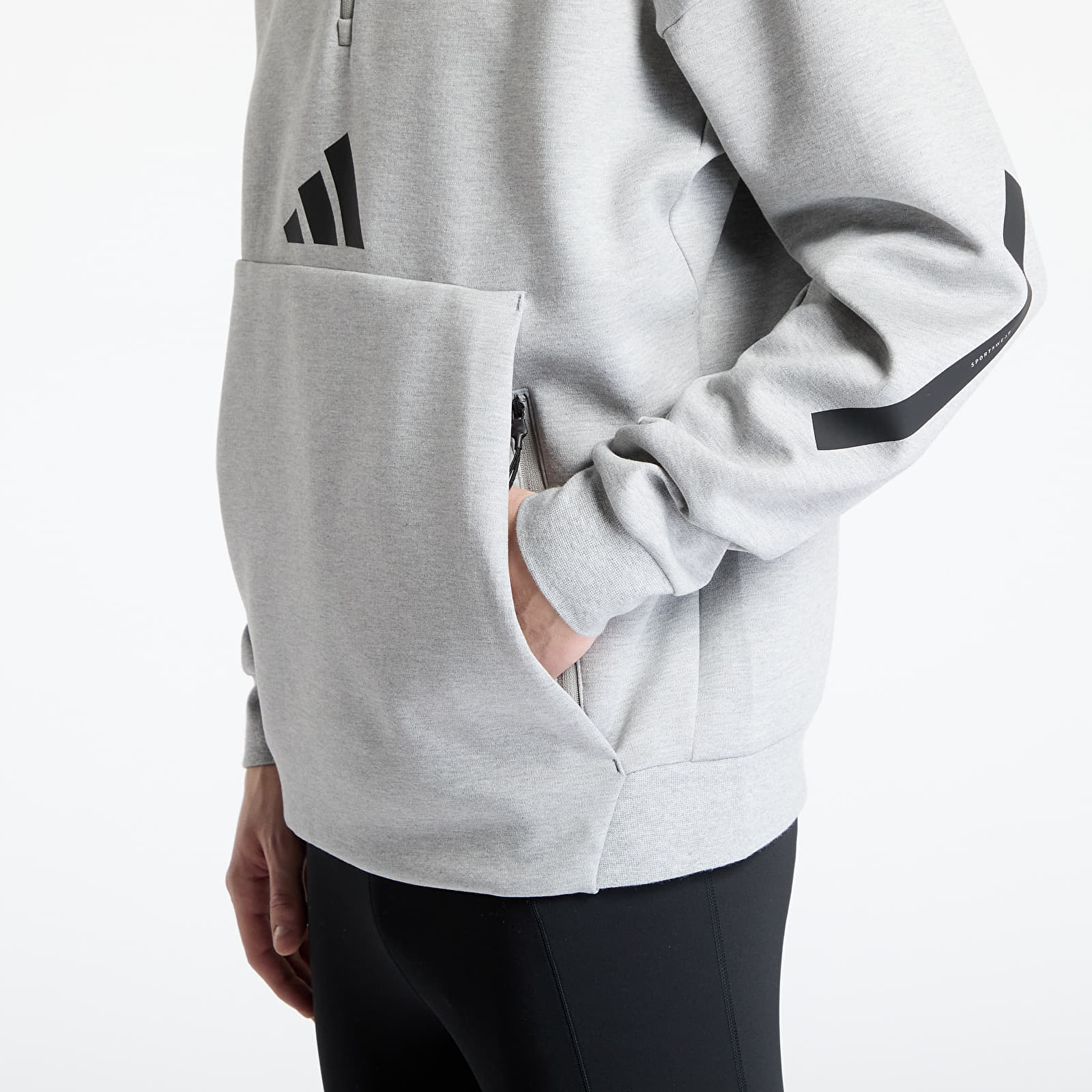 Moške majice adidas Z.N.E. Half Zip Hoodie Grey/ Medium Grey Heather