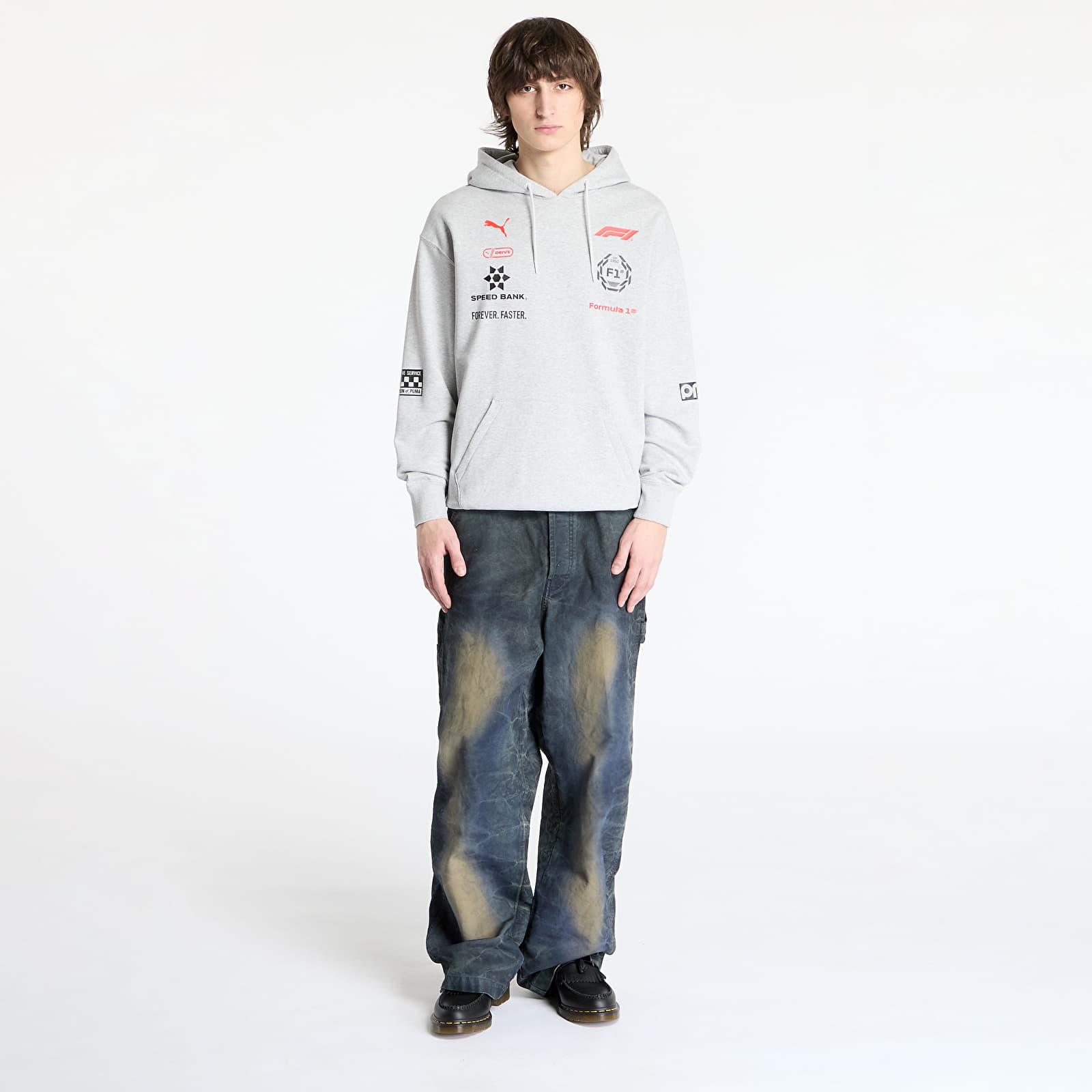Pánské mikiny Puma F1 Racing Hoodie Light Gray Heather