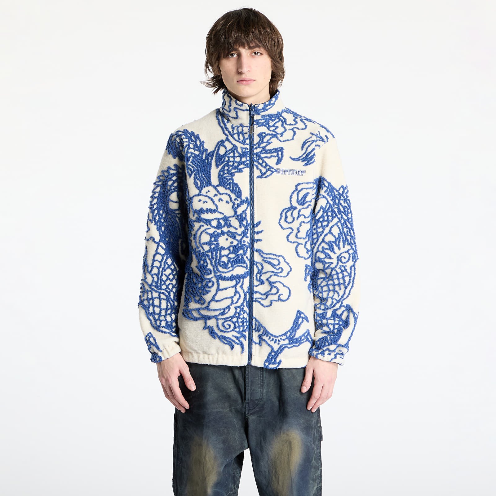 Férfi kabátok RIPNDIP Haku Reversible Jacket Off White/ Navy
