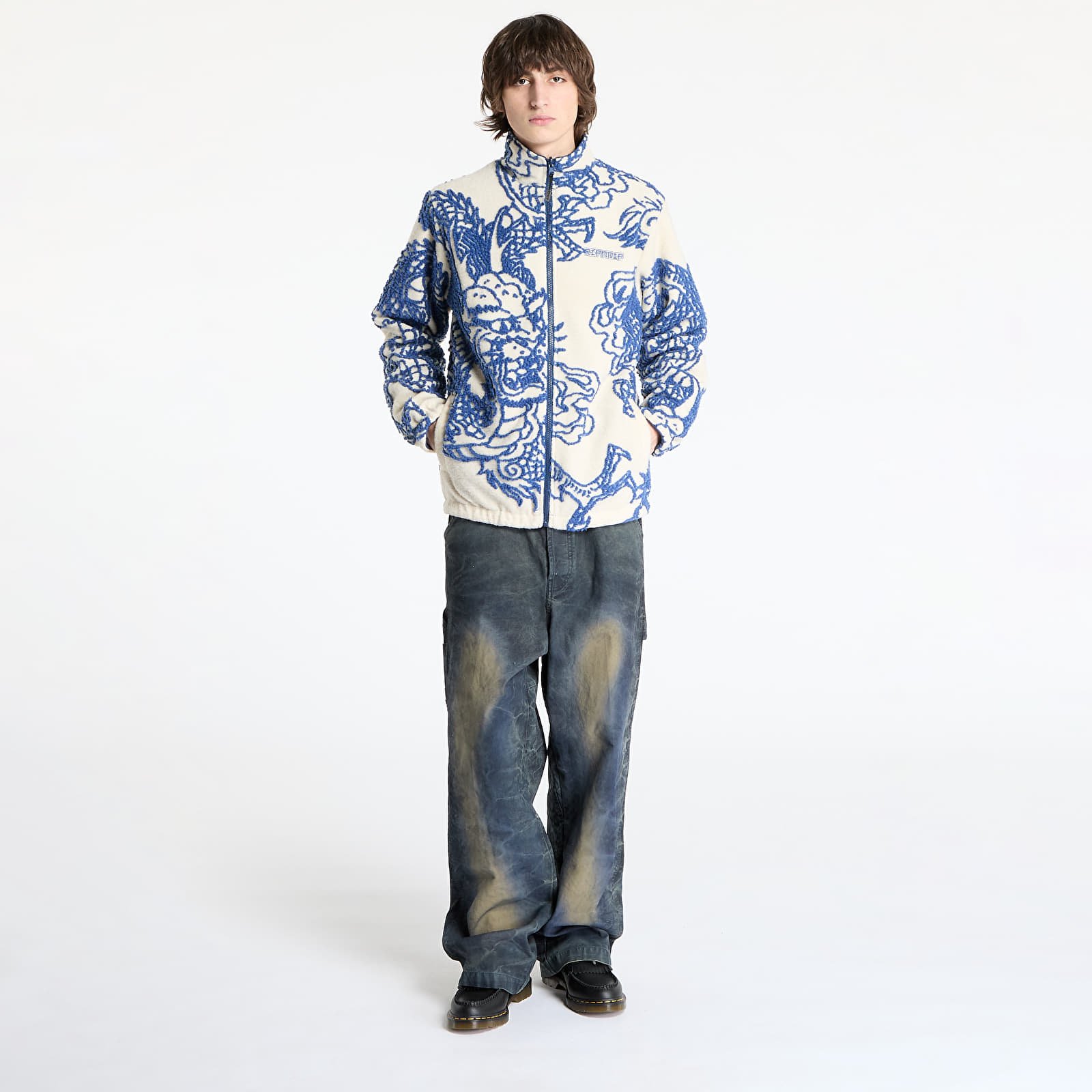 Férfi kabátok RIPNDIP Haku Reversible Jacket Off White/ Navy