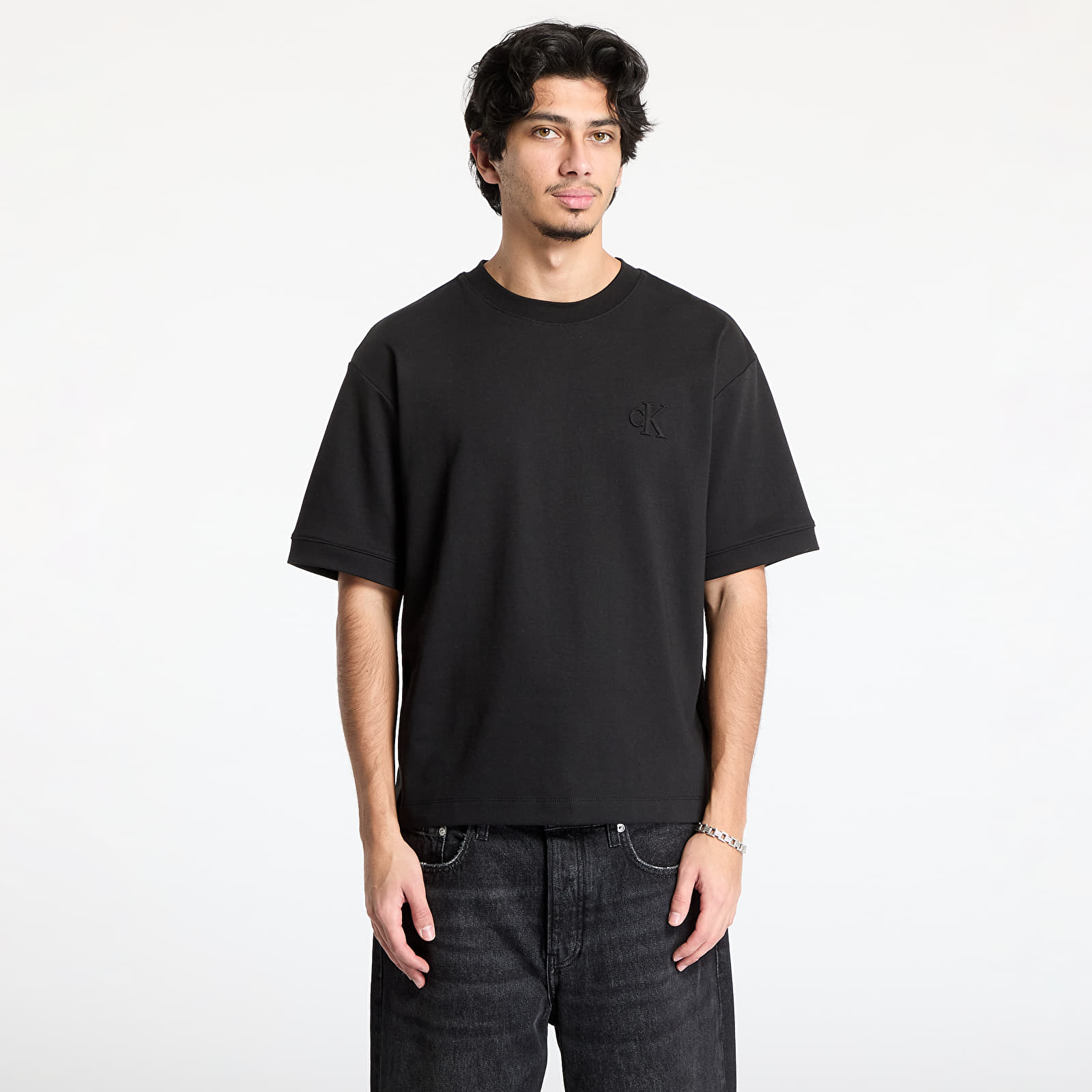 Tricouri pentru bărbați Calvin Klein Jeans Interlock Tee Black