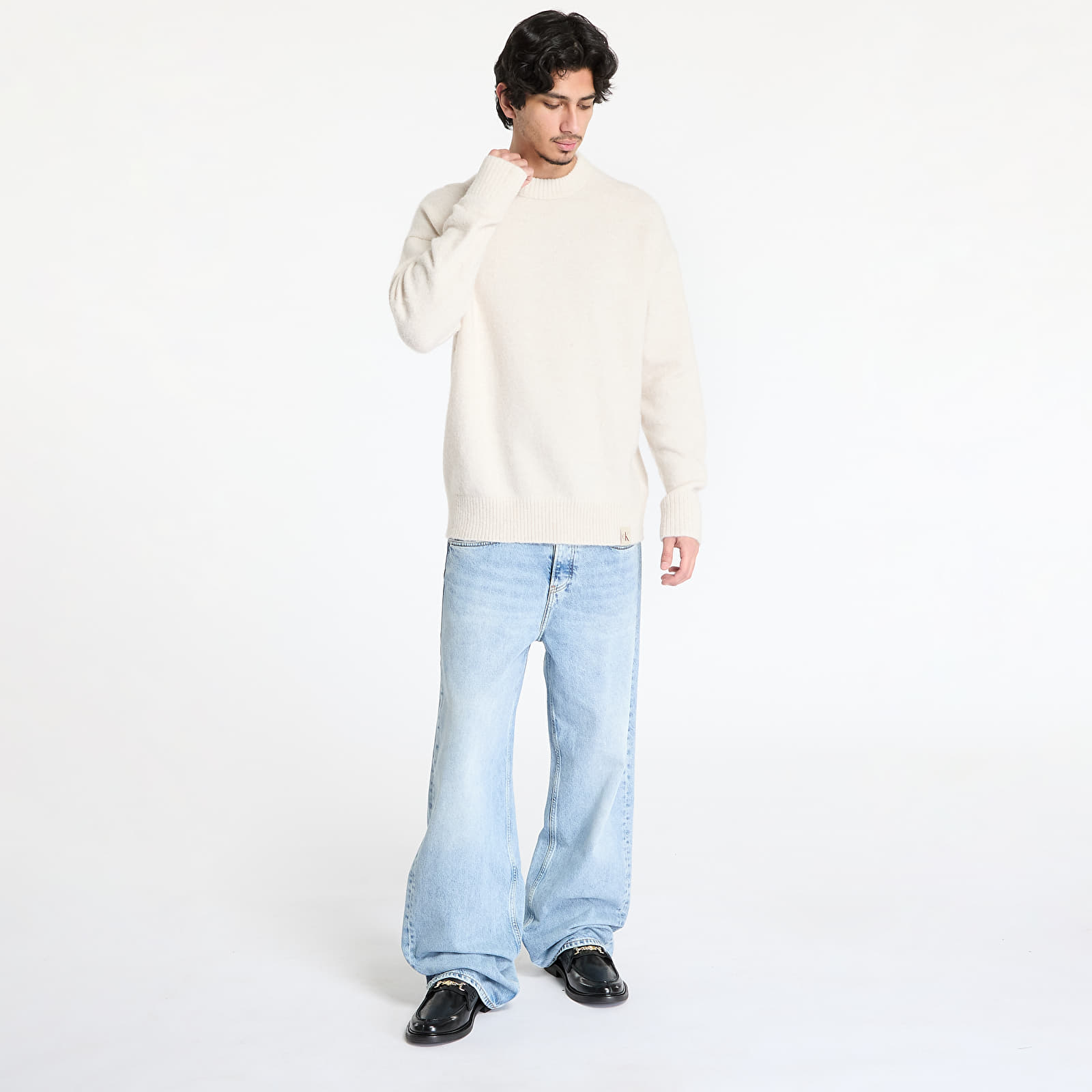 Muški džemperi Calvin Klein Jeans Warm Texture Sweater Moonbeam