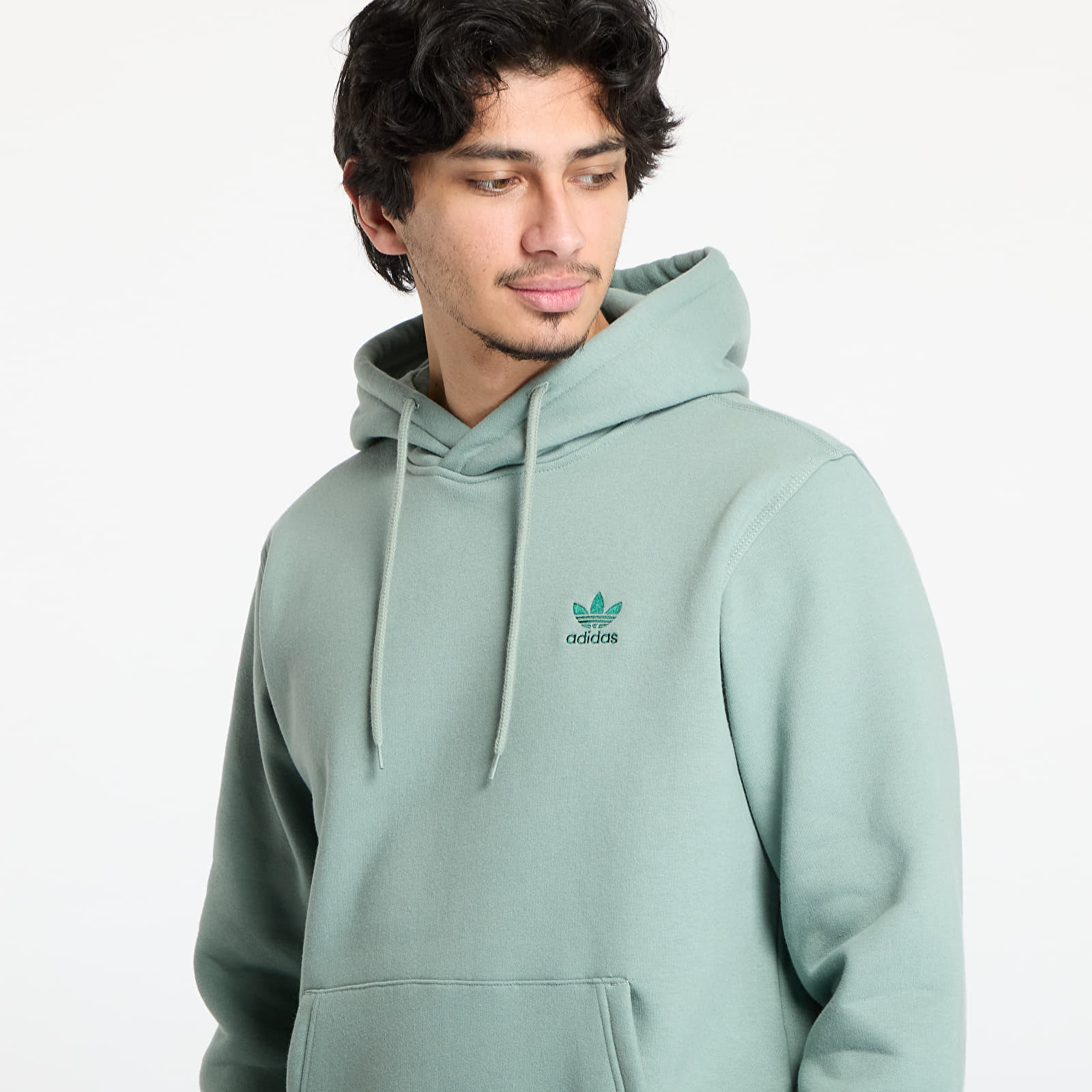 Herren-Sweatshirts adidas Trefoil Essentials Hoodie Silver Green