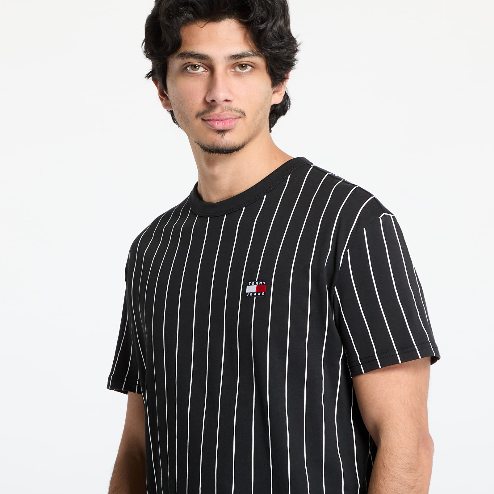 Camisetas hombre Tommy Jeans Reg Stripe Badge Top Black