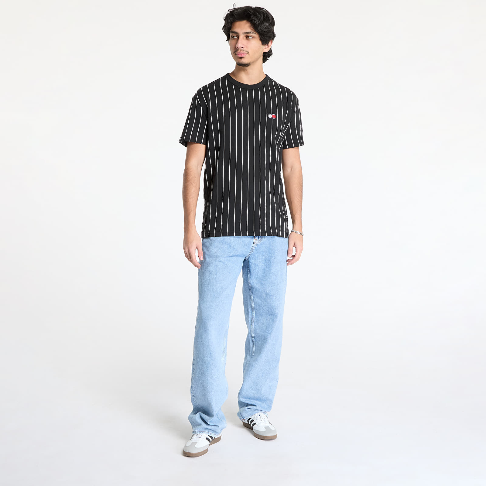 Camisetas hombre Tommy Jeans Reg Stripe Badge Top Black