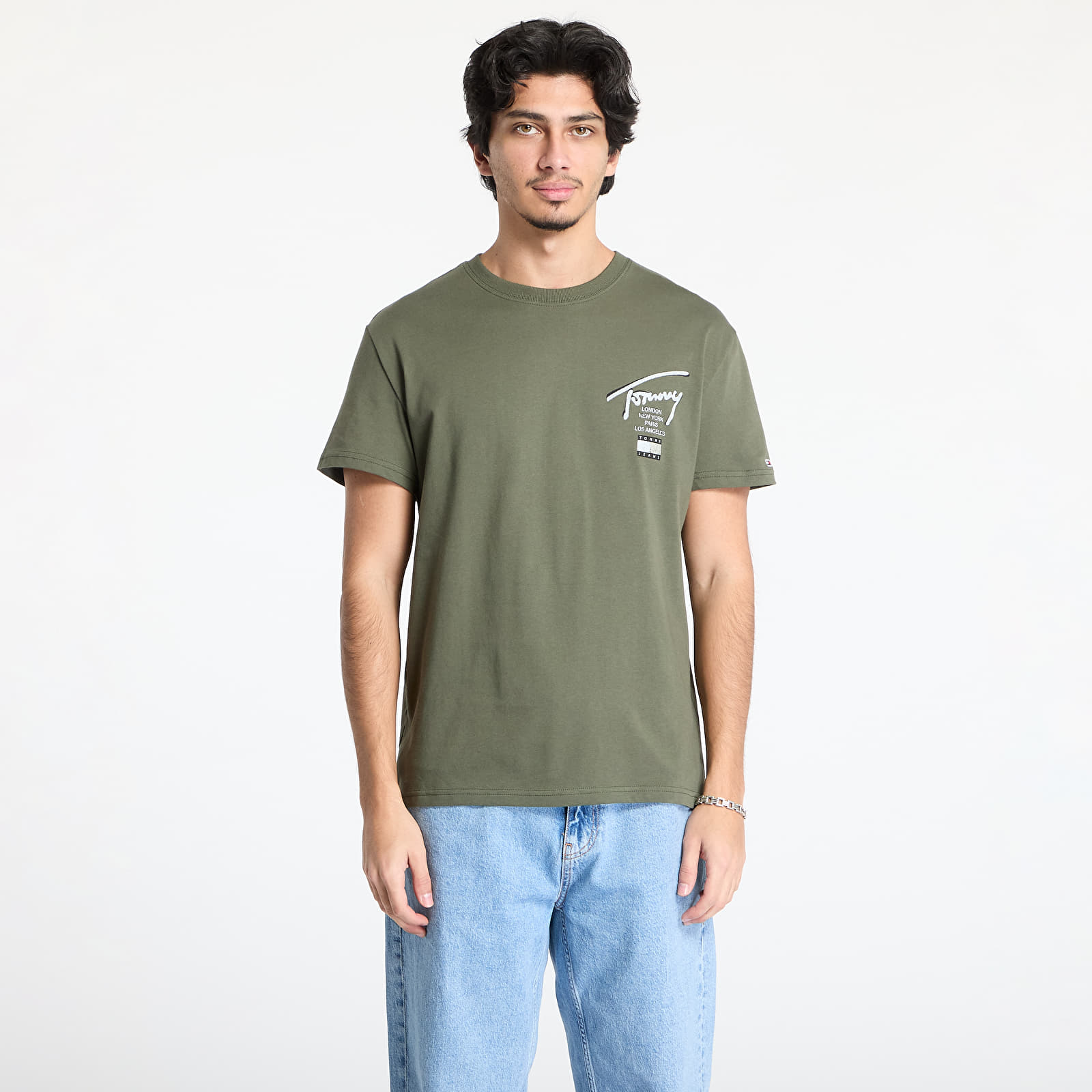 Herren-T-Shirts Tommy Jeans Regular Tommy Signature Tee Green