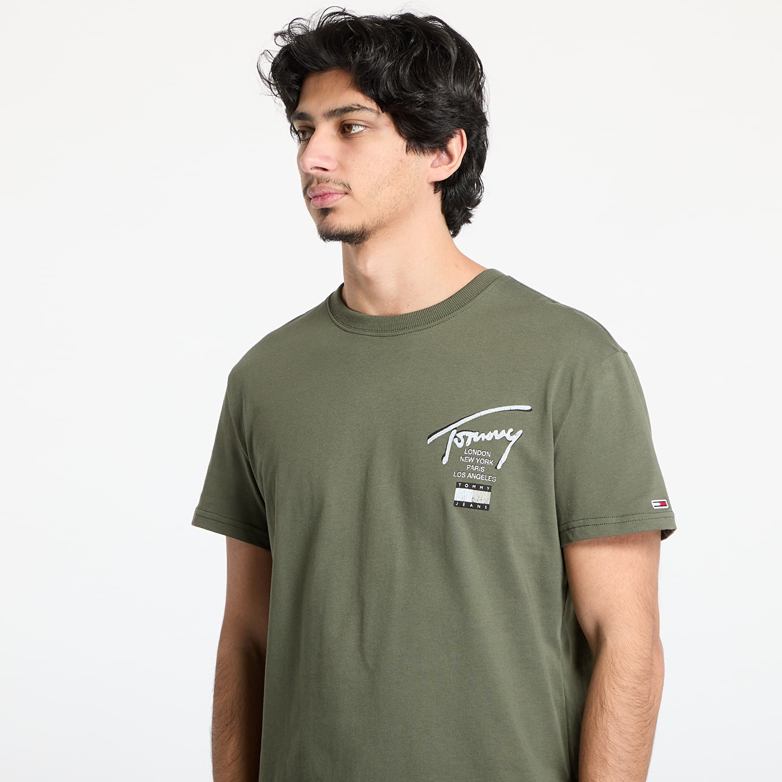 Herren-T-Shirts Tommy Jeans Regular Tommy Signature Tee Green