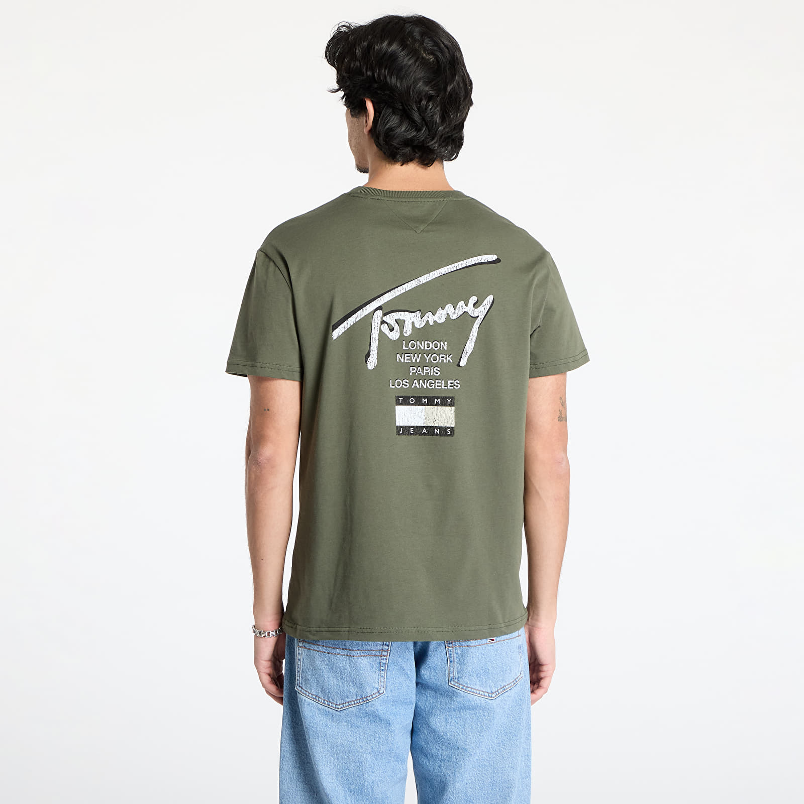 Heren T-shirts Tommy Jeans Regular Tommy Signature Tee Green
