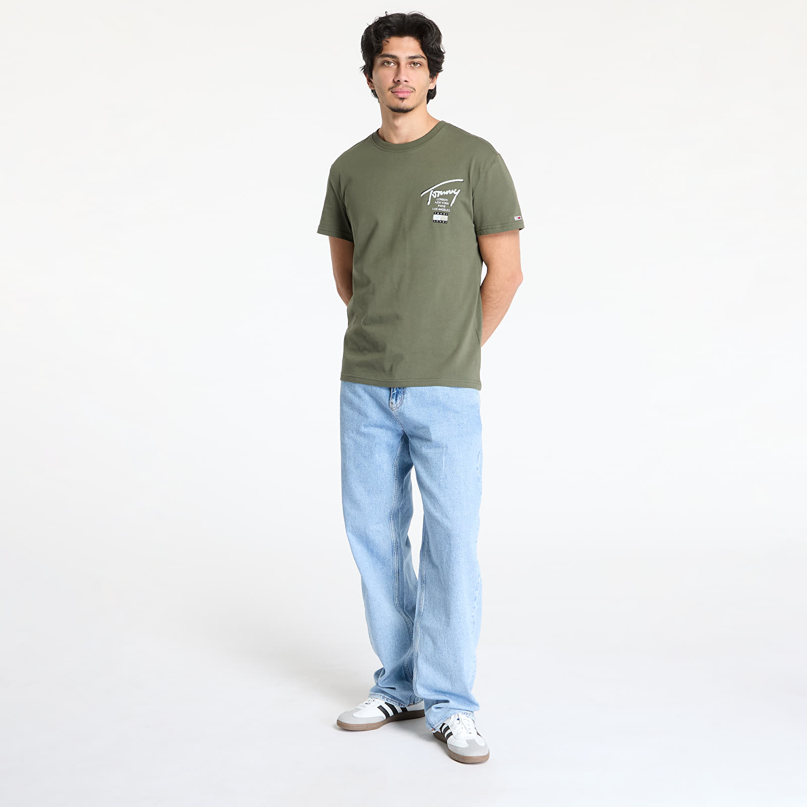 Heren T-shirts Tommy Jeans Regular Tommy Signature Tee Green