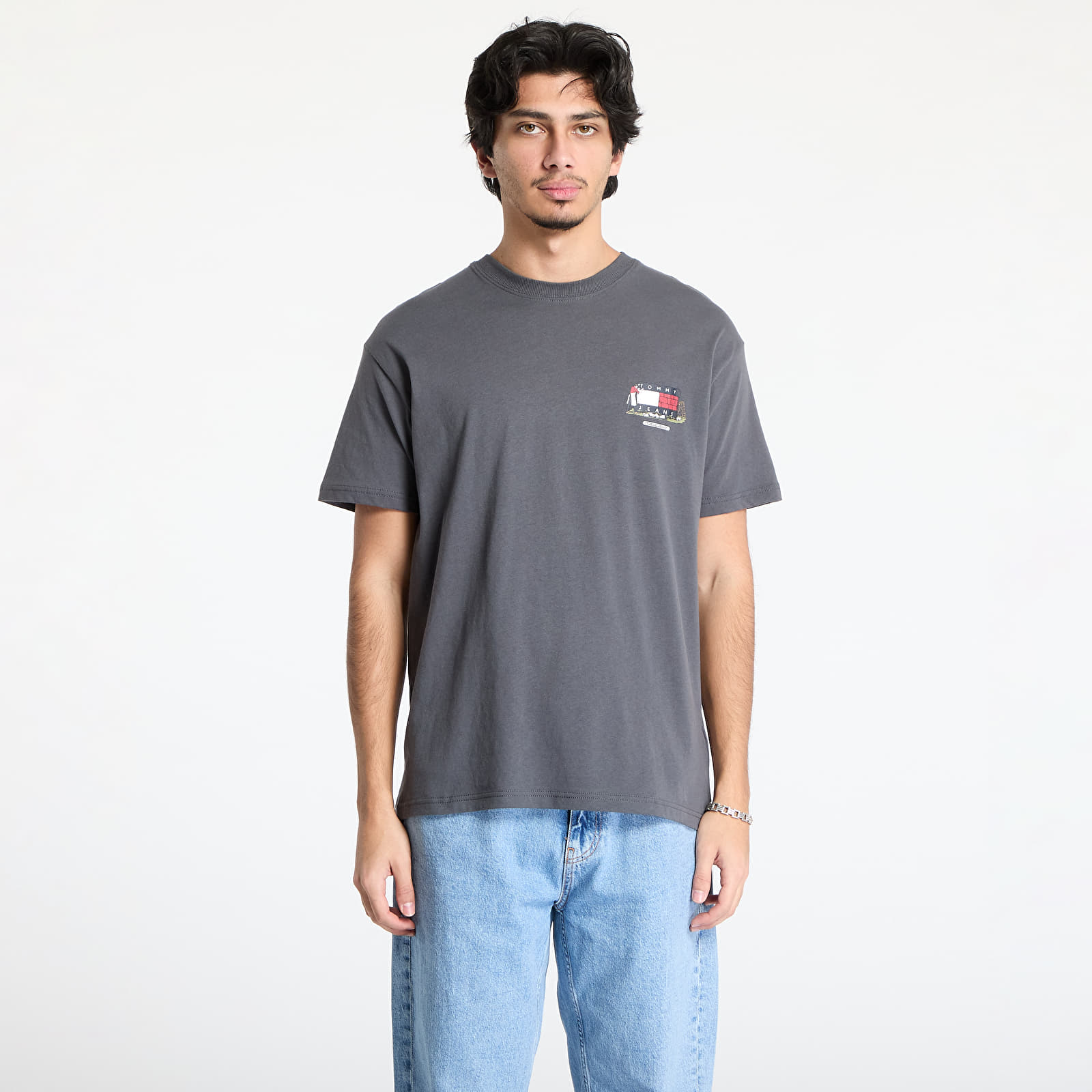Heren T-shirts Tommy Jeans Relaxed Novelty 1 Tee Gray