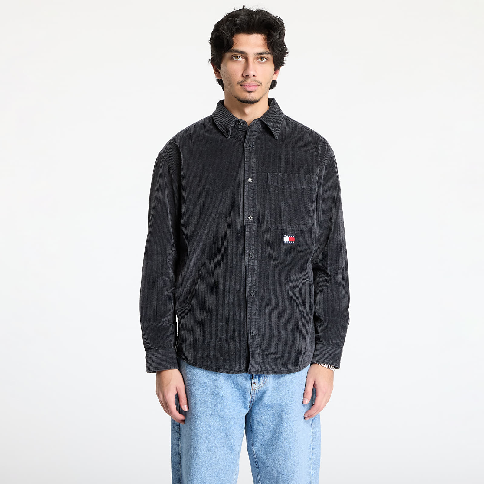 Men's shirts Tommy Jeans Relaxed Chunky Cord Overshirt Gray