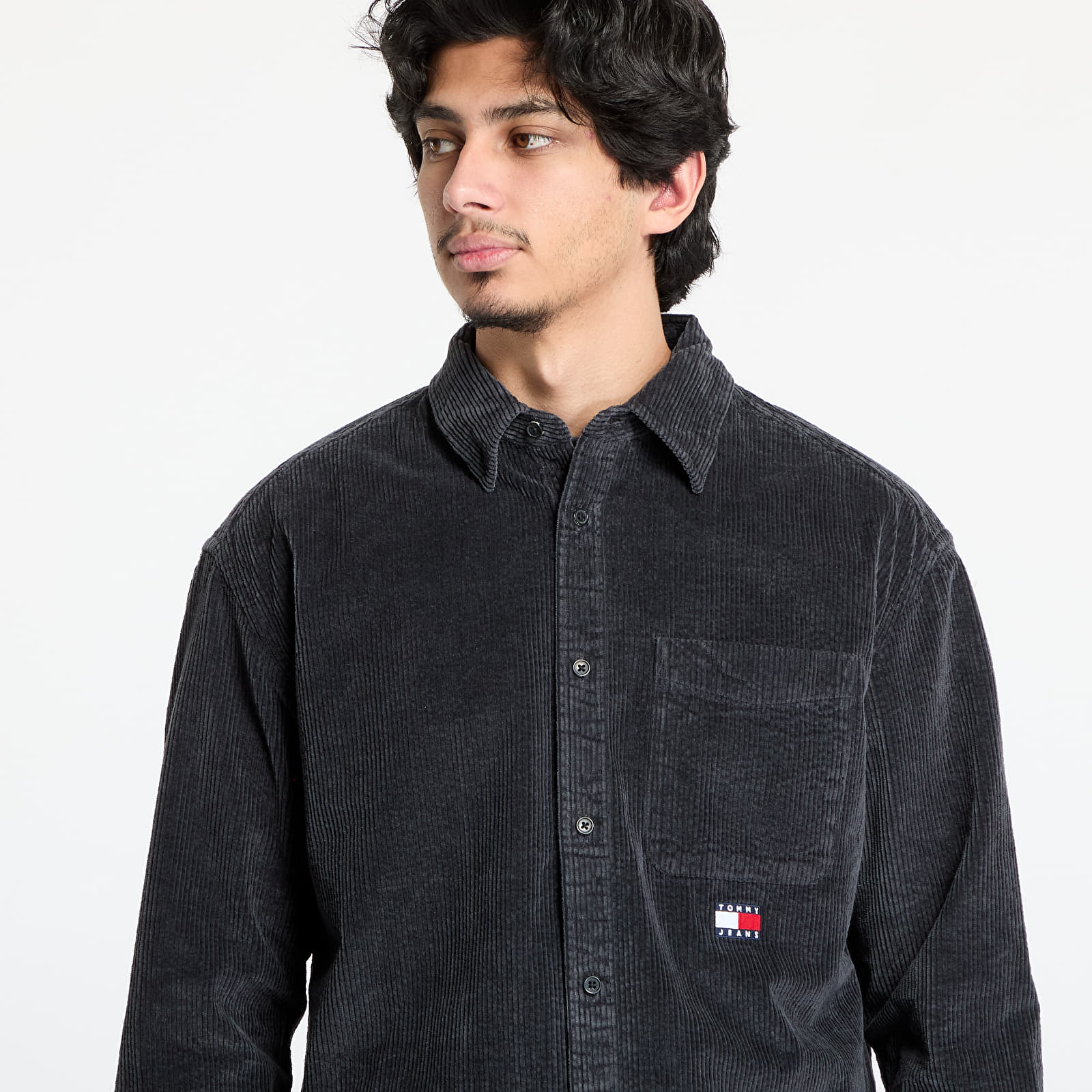Men's shirts Tommy Jeans Relaxed Chunky Cord Overshirt Gray