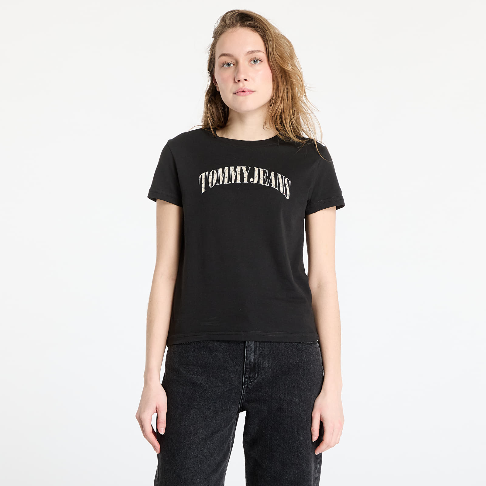 Ženske majice Tommy Jeans Regular Floral Varsity Tee Black