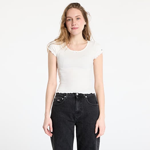 Tommy Jeans Slim Scallop Rib Tee White