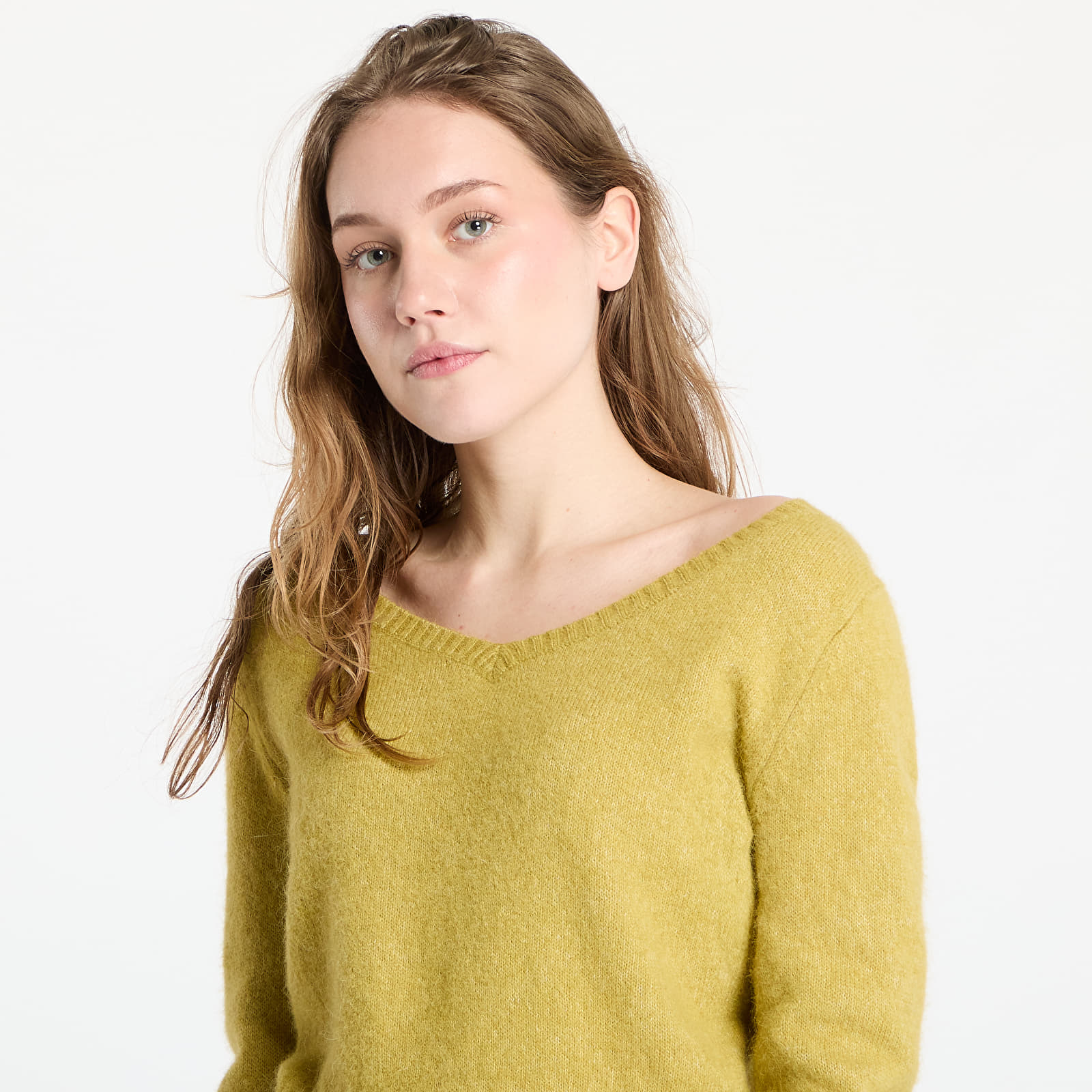 Women's Sweaters Calvin Klein Jeans Fluffy Yarn V-Neck Sweater Green