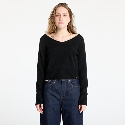 Calvin Klein Jeans Fluffy Yarn V-Neck Sweater Black