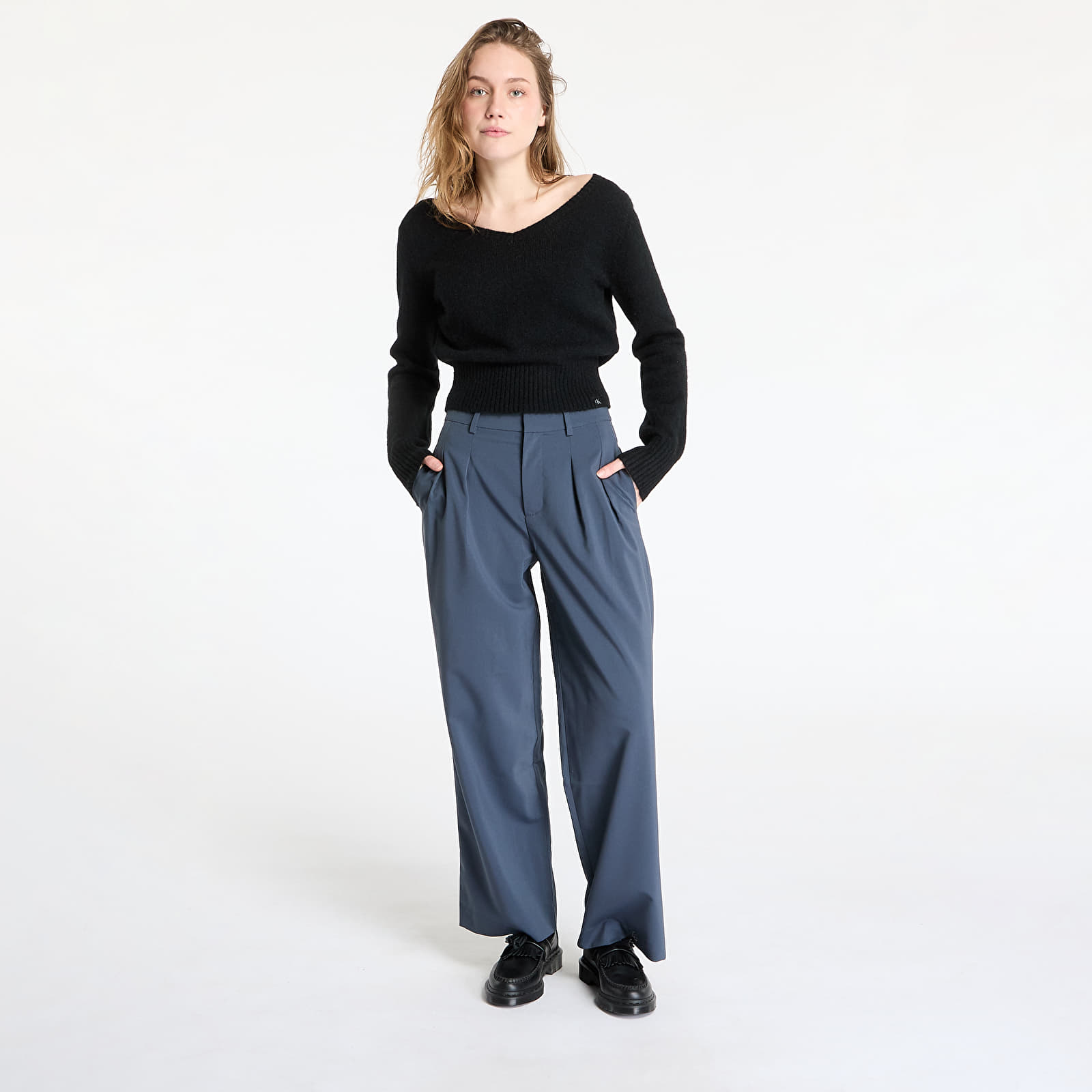 Women's Trousers Calvin Klein Jeans Tailored Wide Leg Pants Blue