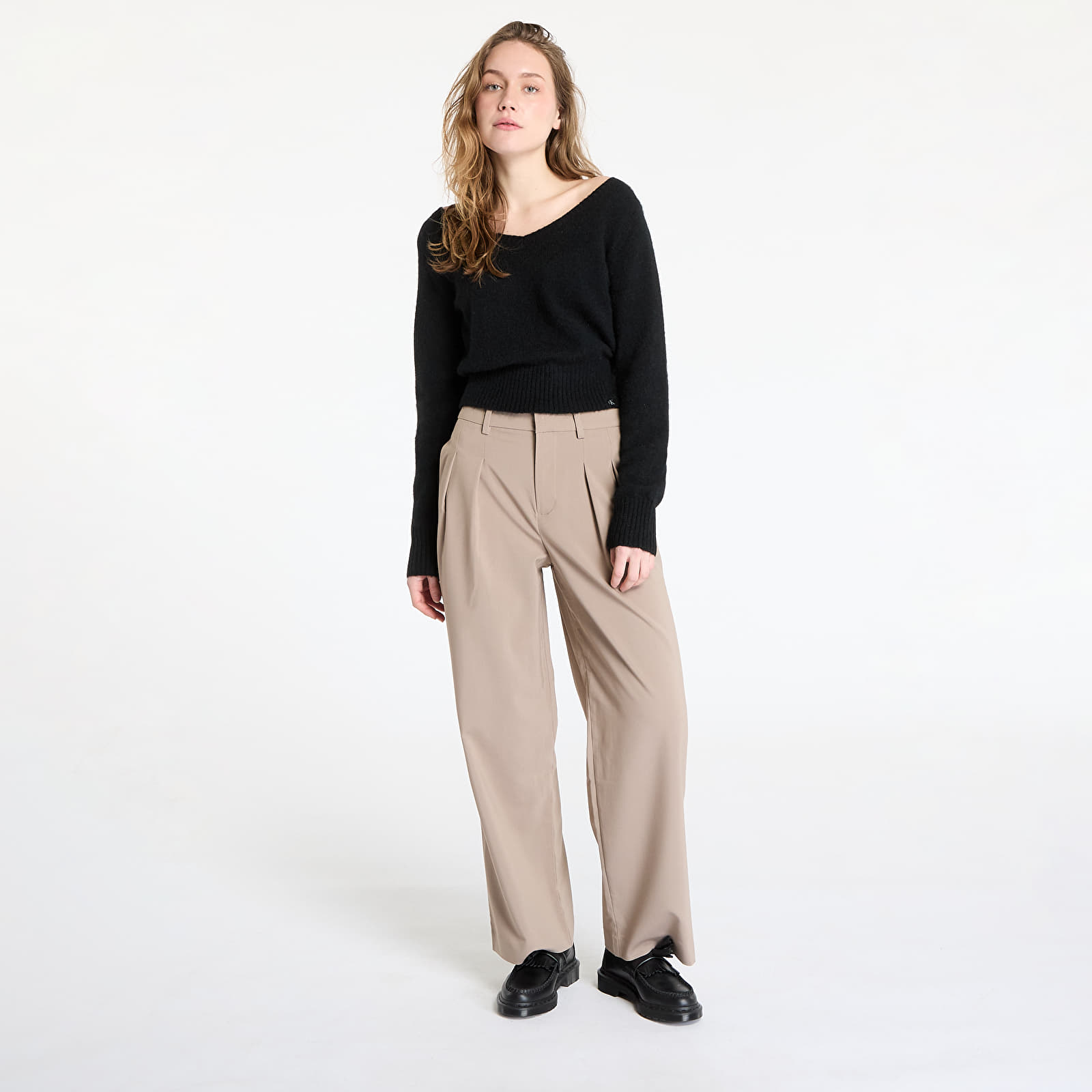 Pantalones de mujer Calvin Klein Jeans Tailored Wide Leg Pants Gray