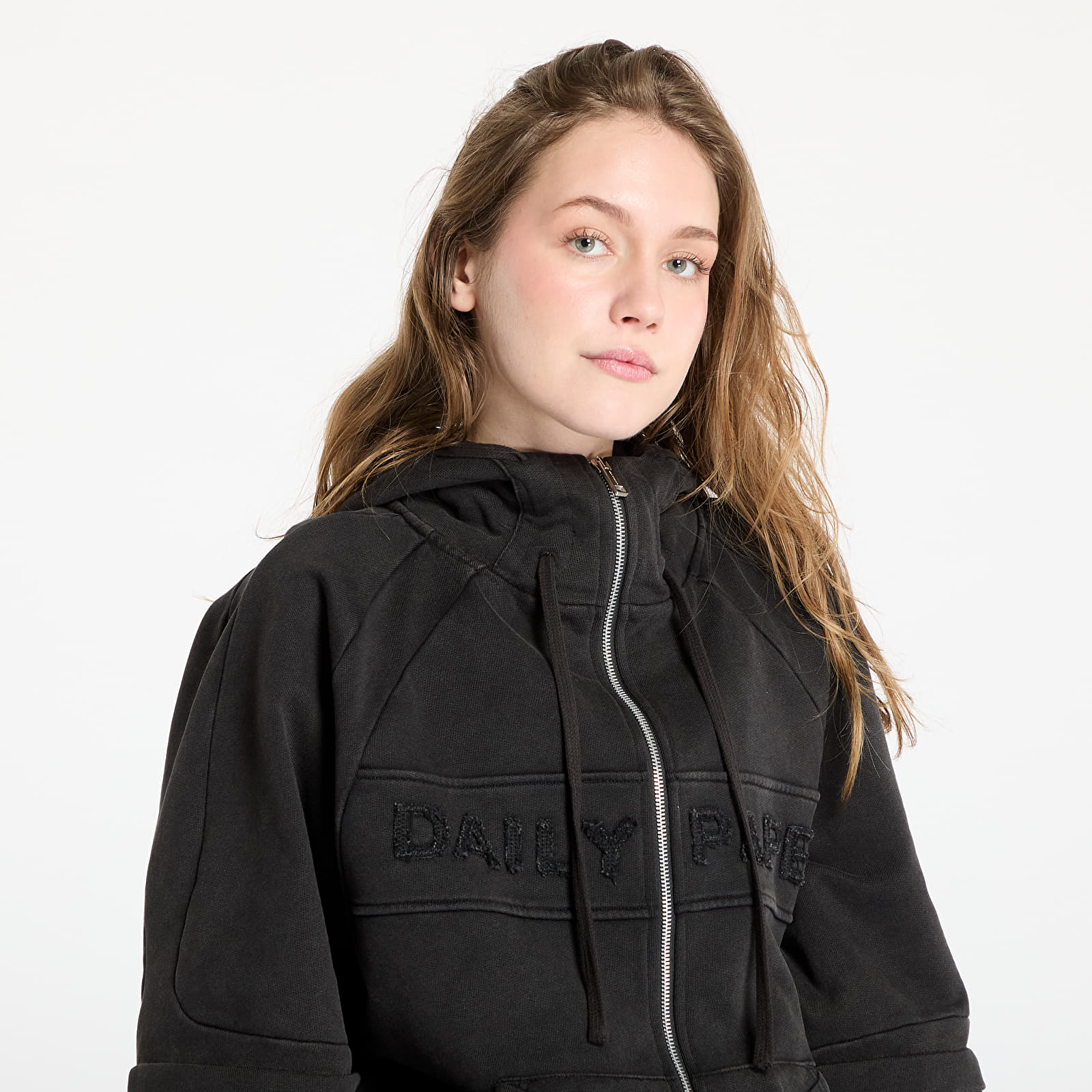 Felpe con cappuccio uomo Daily Paper Garment Wash Zip Up Hoodie UNISEX Black