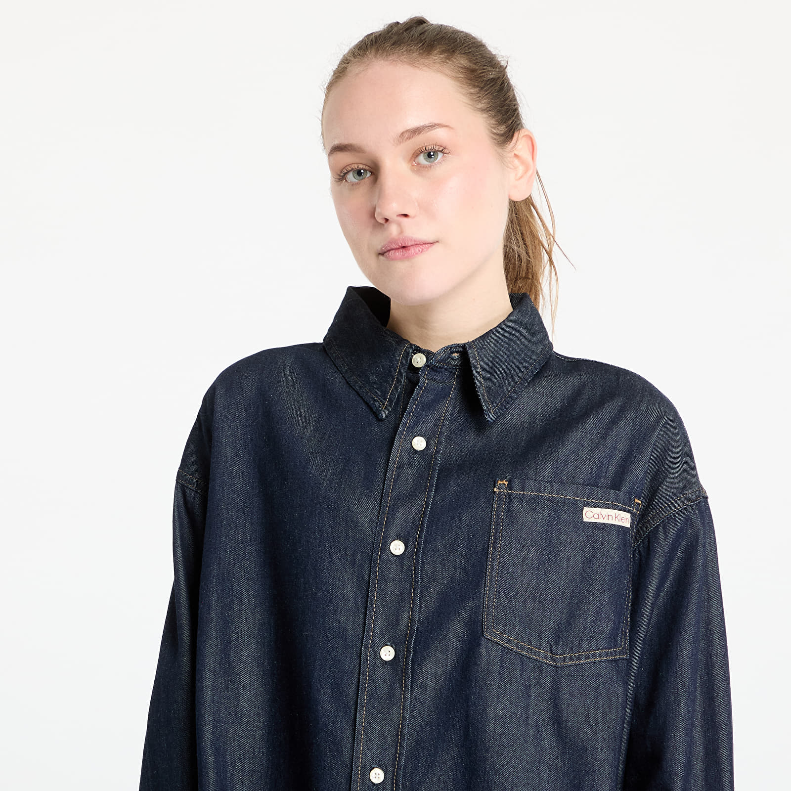 Women's Shirts Calvin Klein Jeans Oversized Long Sleeve Denim Shirt Denim