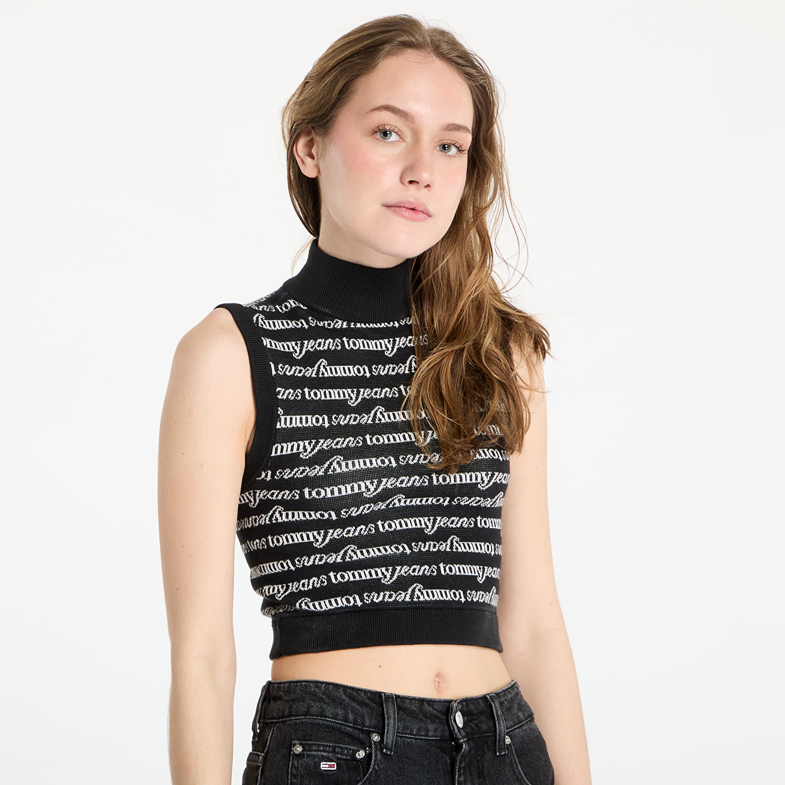 Dames vesten Tommy Jeans Crop Script Vest Black