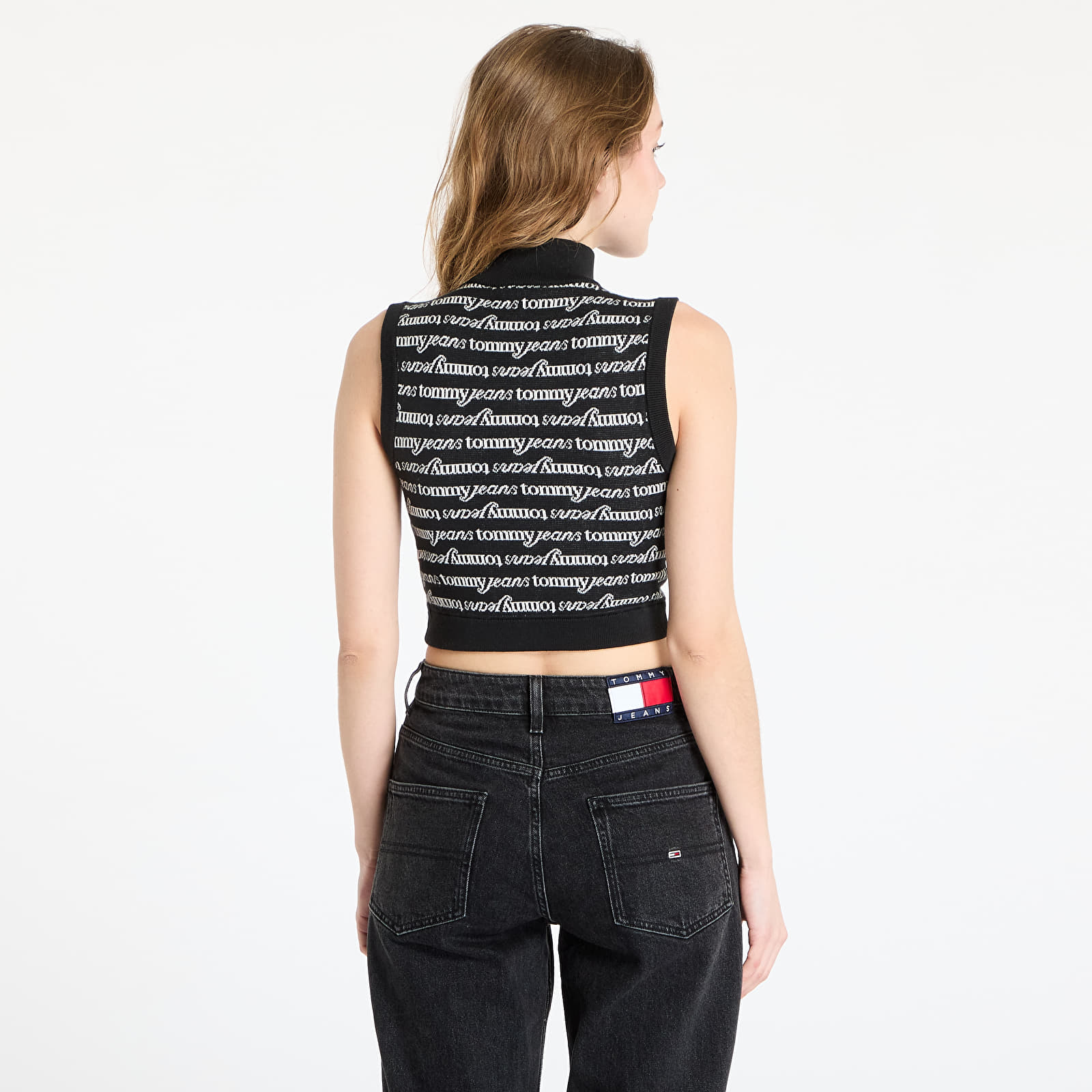 Dames vesten Tommy Jeans Crop Script Vest Black