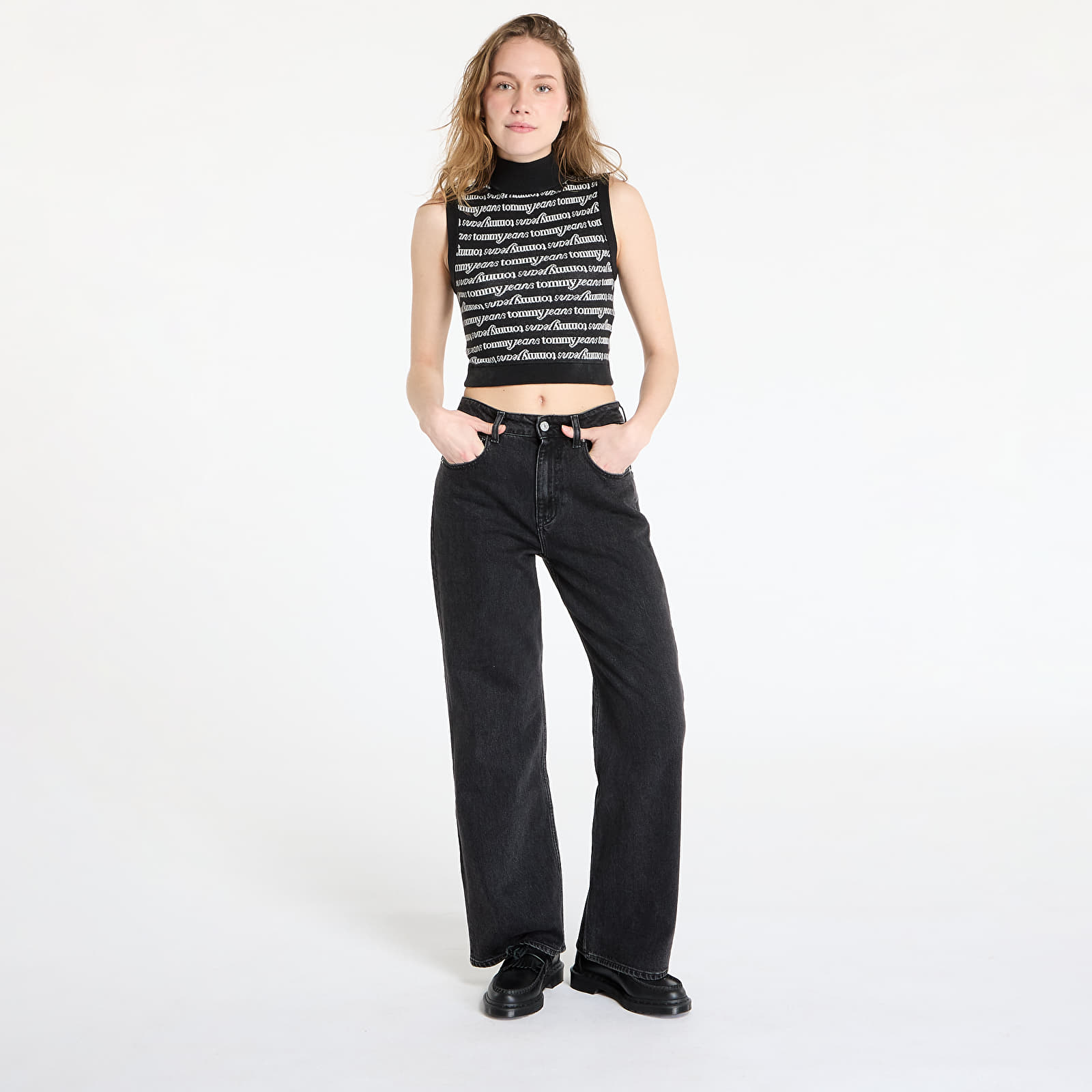 Dames vesten Tommy Jeans Crop Script Vest Black