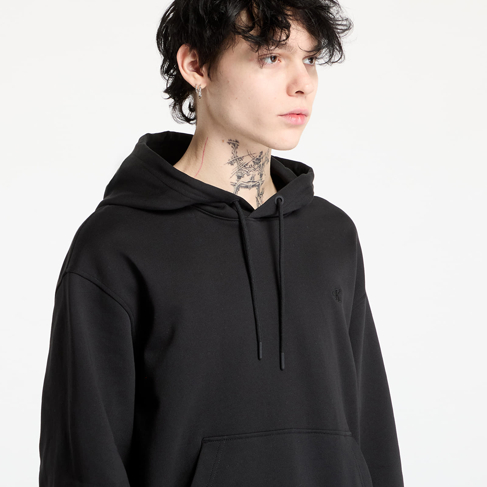 Мъжки потници Calvin Klein Jeans Soft Layered Monogram Hoodie Black